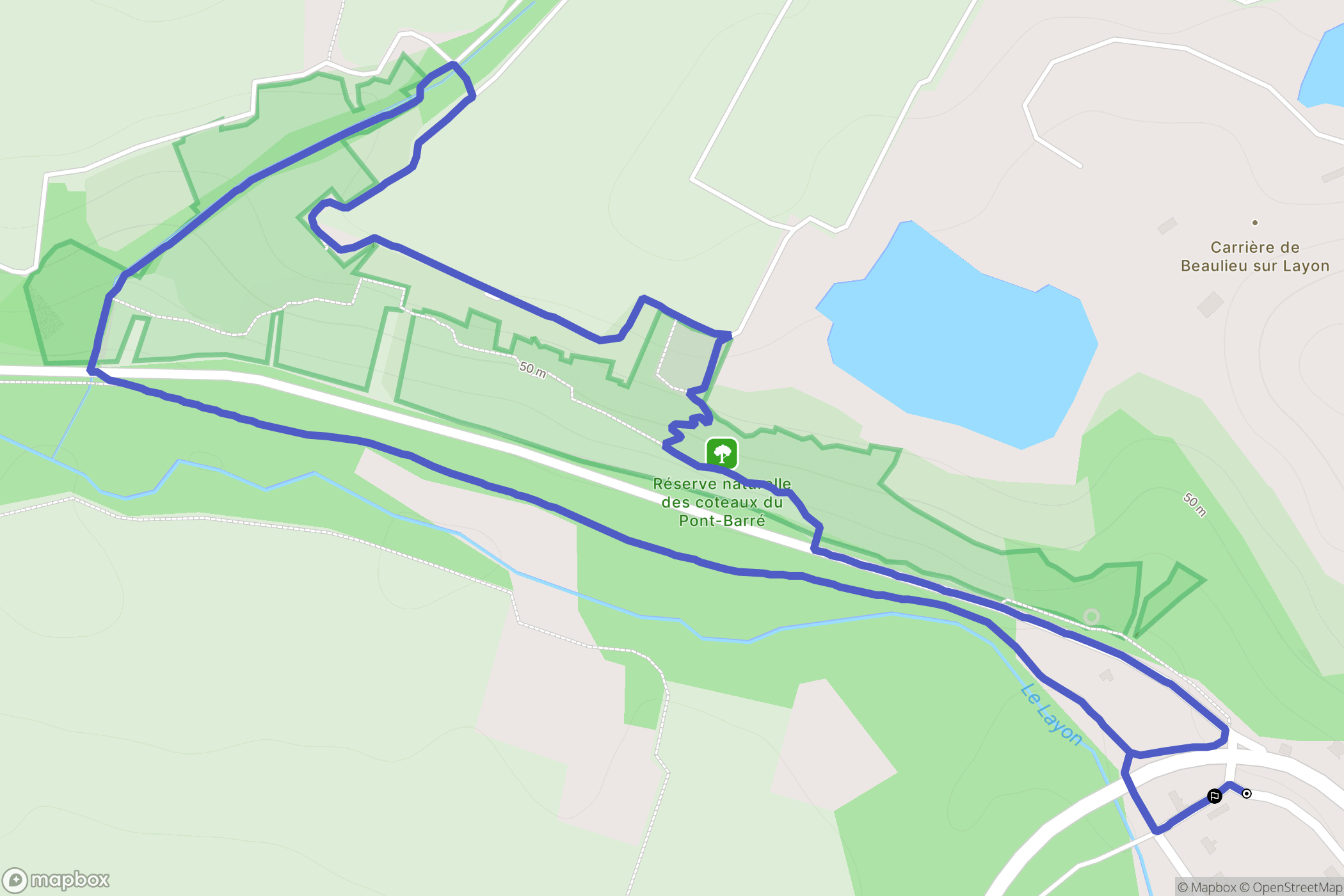 Beaulieu-sur-Layon : carte du parcours de randonnée - France