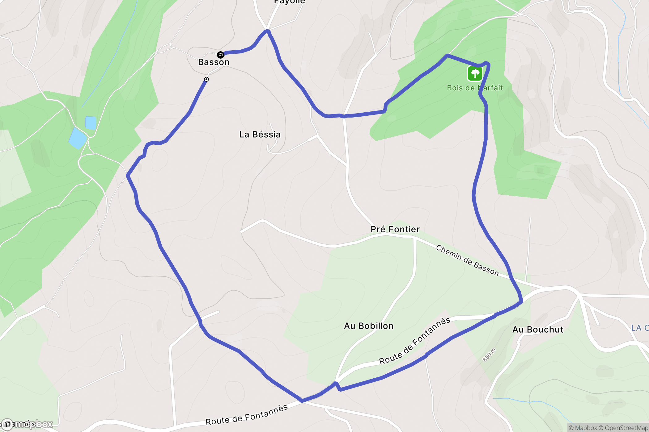 Saint-Christo-en-Jarez : carte du parcours de randonnée - France