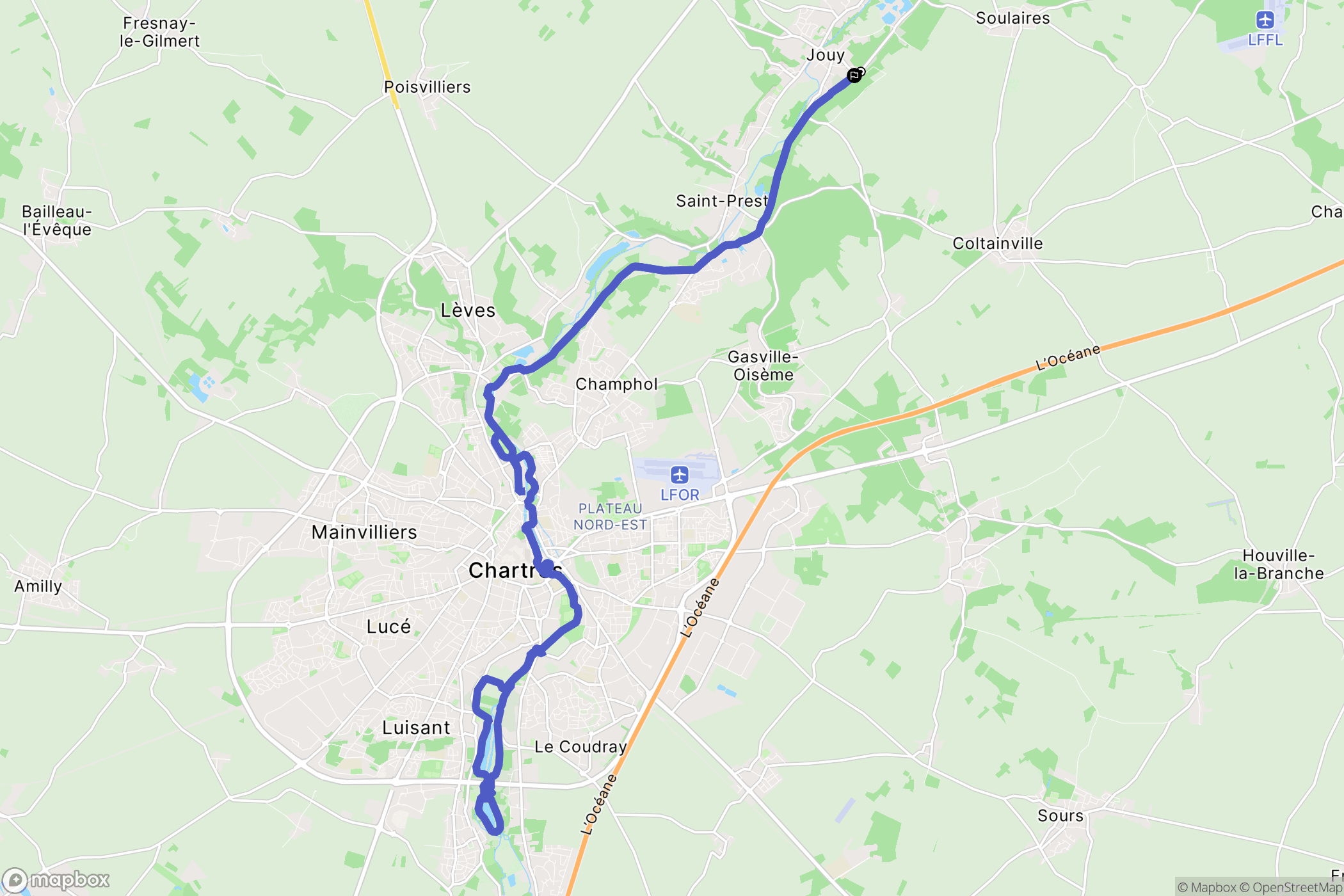 Jouy : carte du parcours de randonnée - France