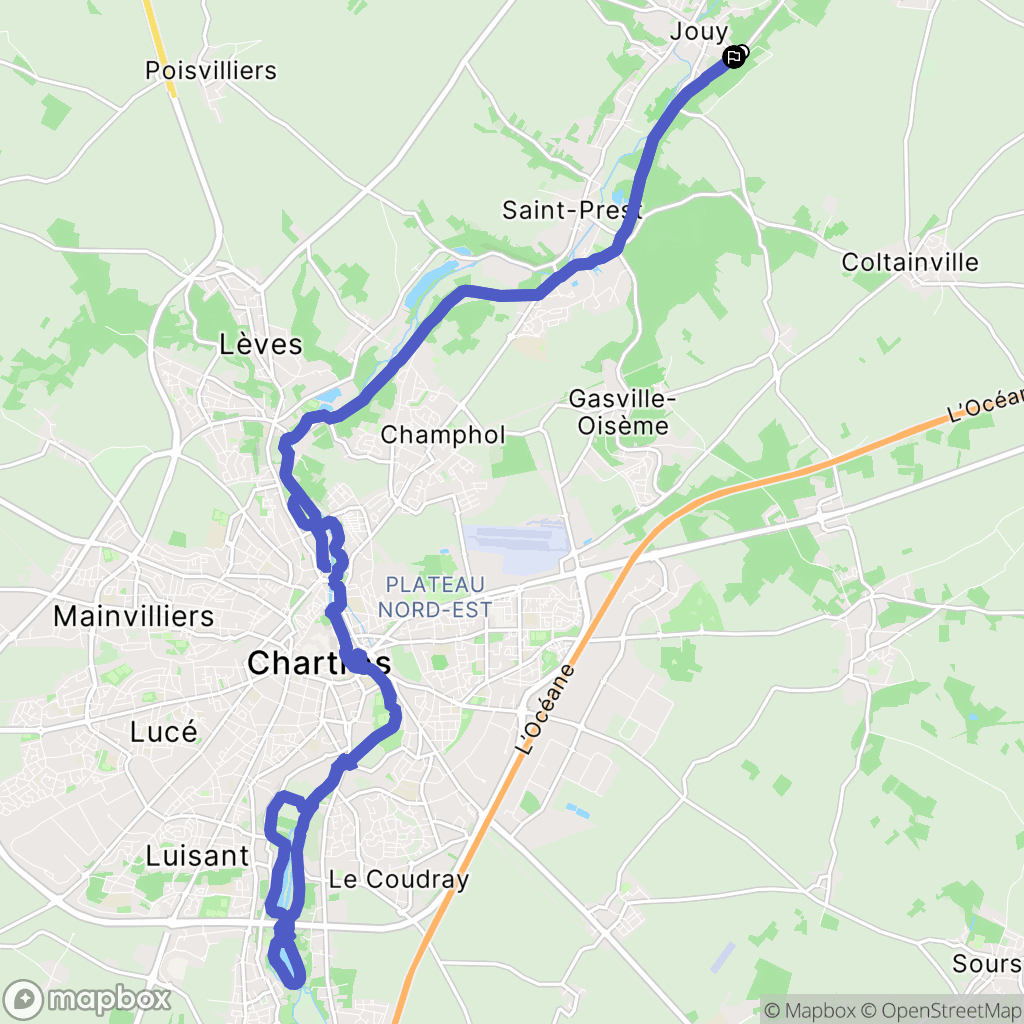 Jouy : carte du parcours de randonnée - France