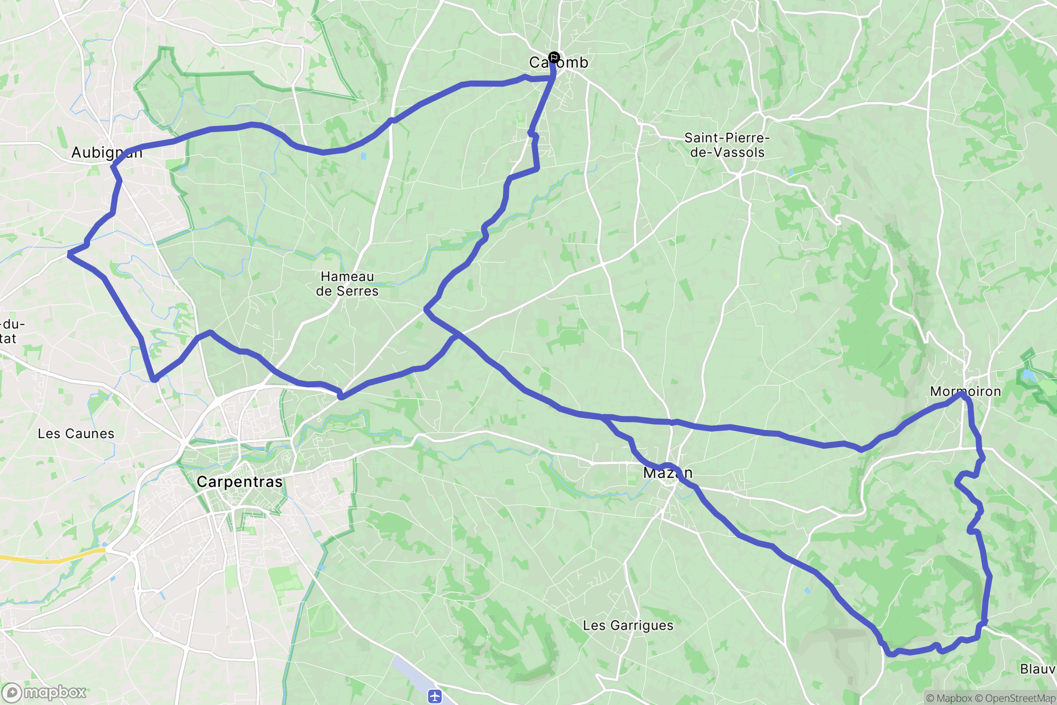 Caromb : carte du parcours de randonnée - France