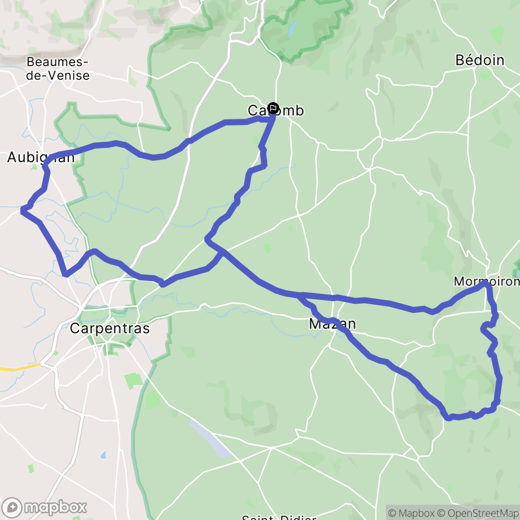 Caromb : carte du parcours de randonnée - France