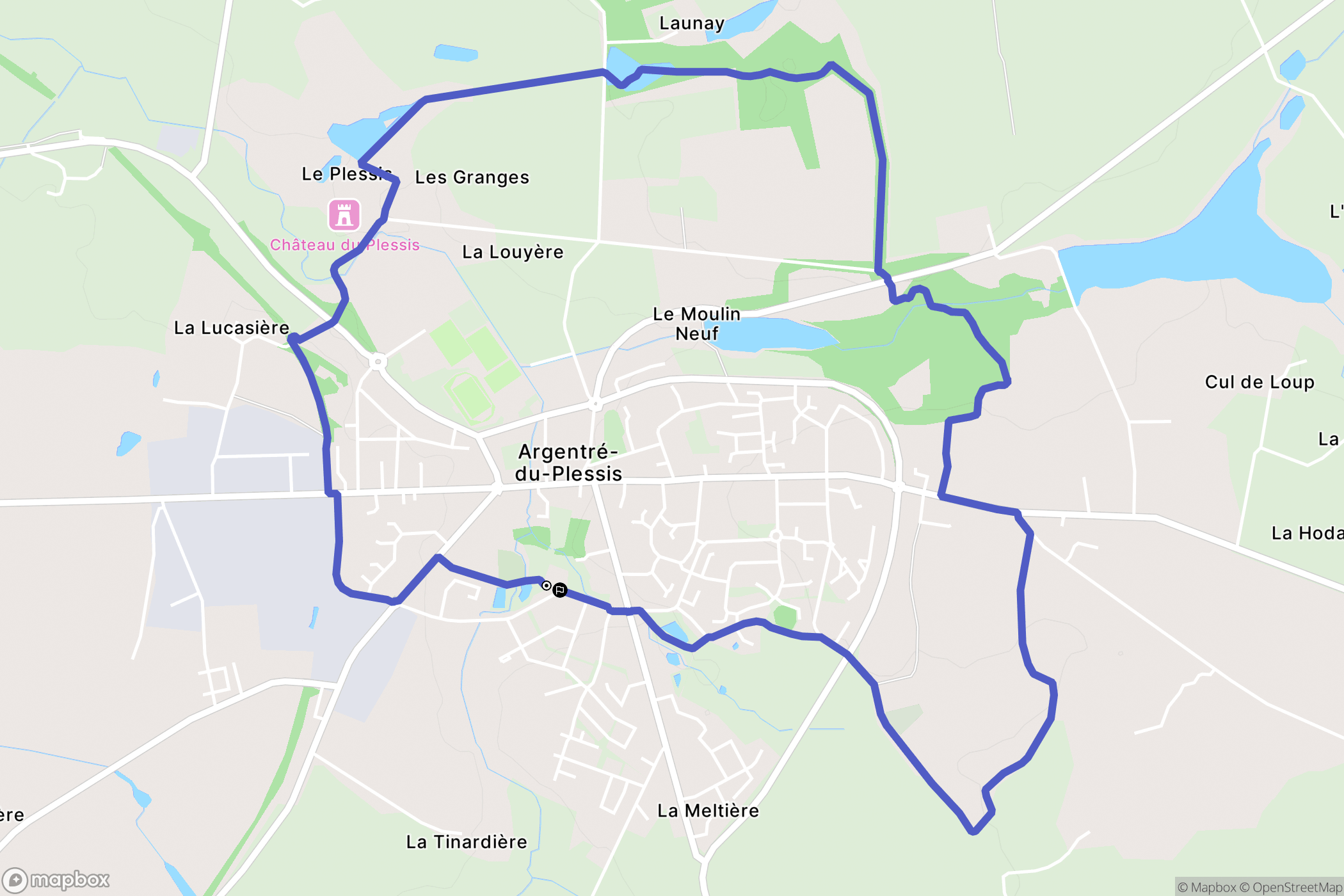 Argentré-du-Plessis : carte du parcours de randonnée - France