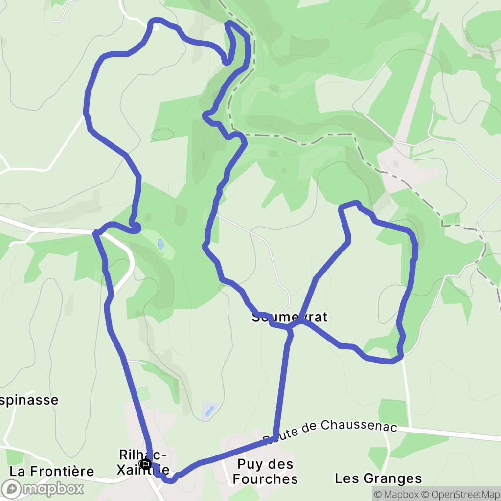 Rilhac-Xaintrie : carte du parcours de randonnée - France