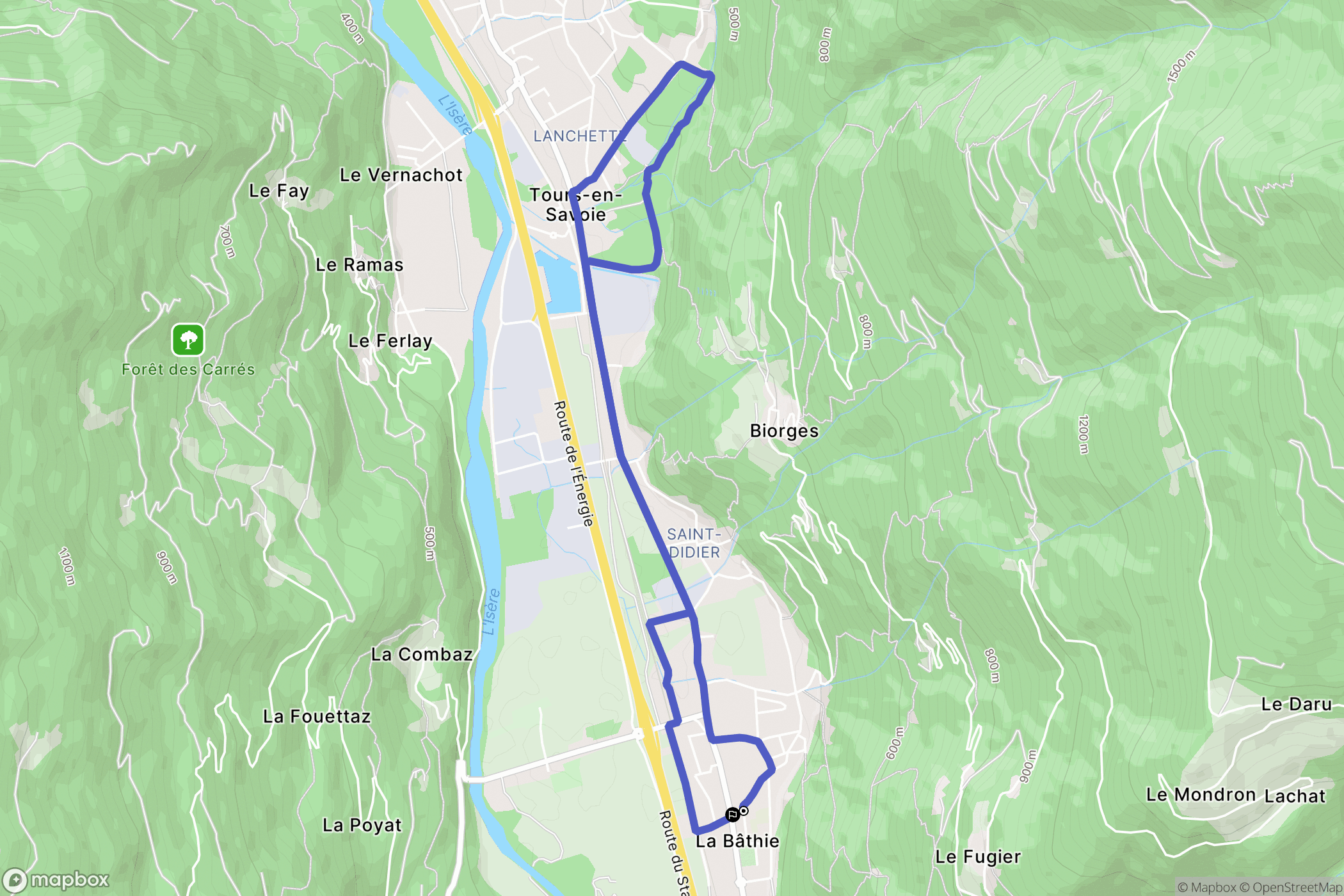 Saint-Paul-sur-Isère : carte du parcours de randonnée - France