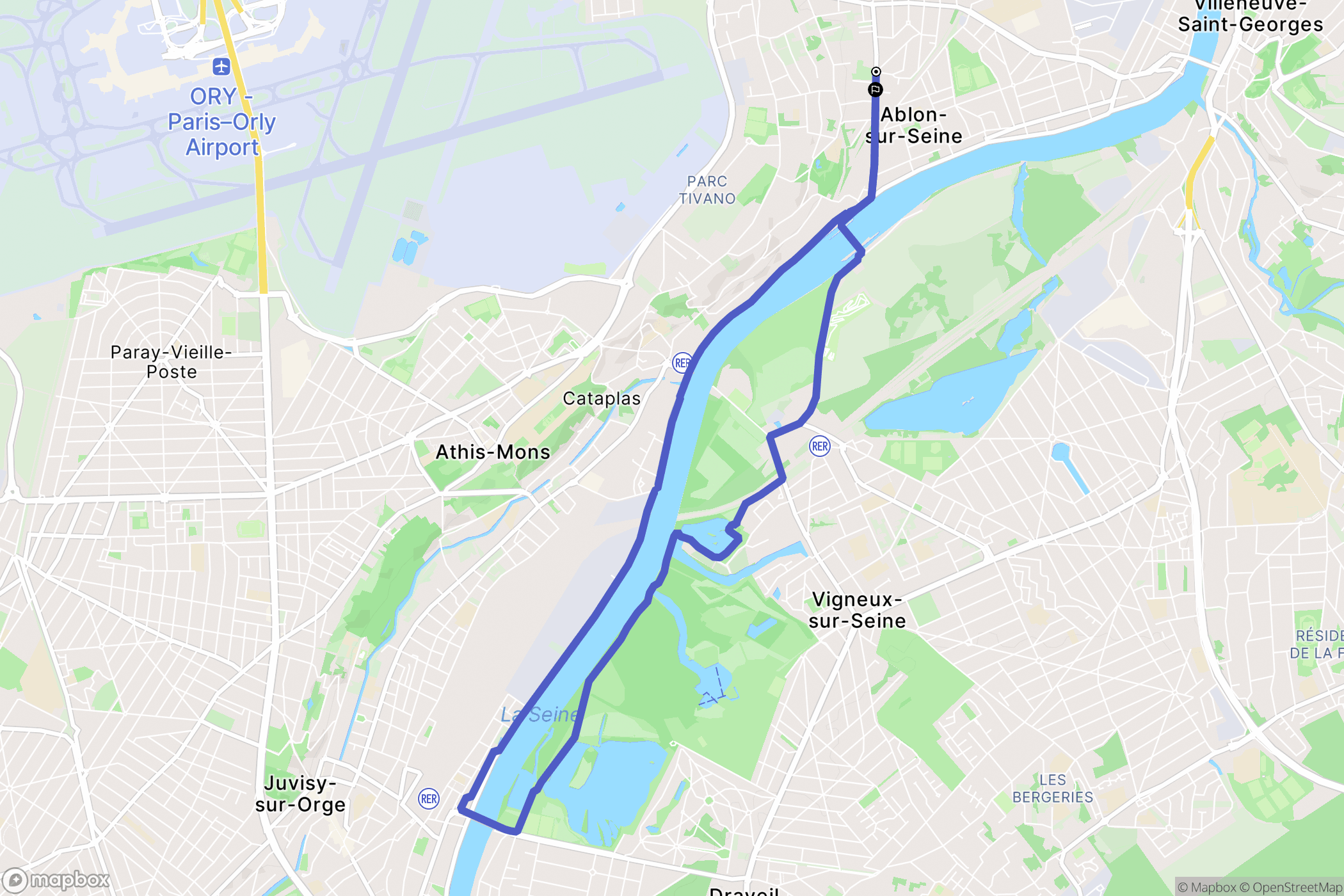 Ablon-sur-Seine : carte du parcours de randonnée - France