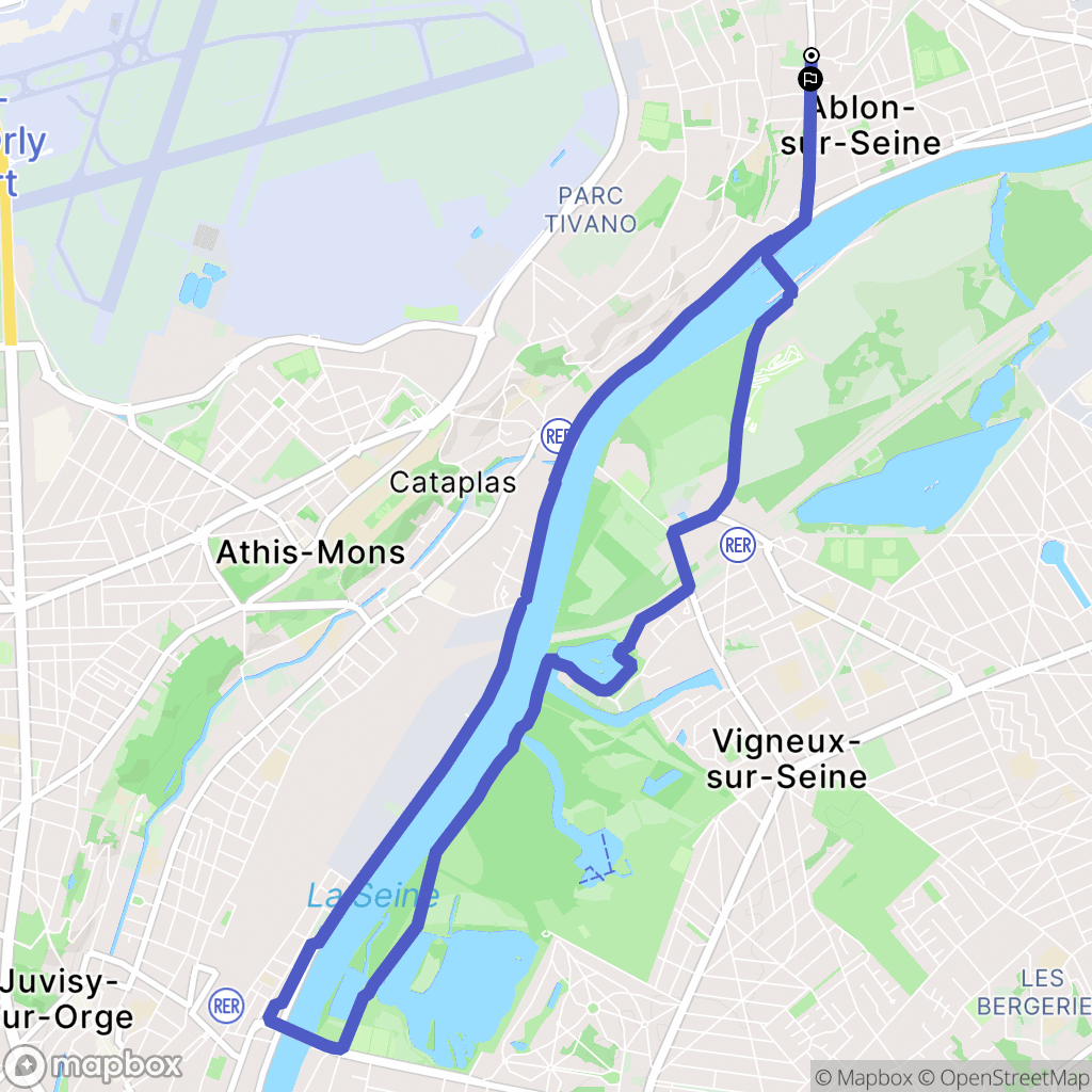 Ablon-sur-Seine : carte du parcours de randonnée - France