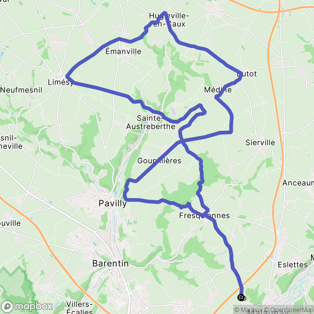 Malaunay : carte du parcours de randonnée - France