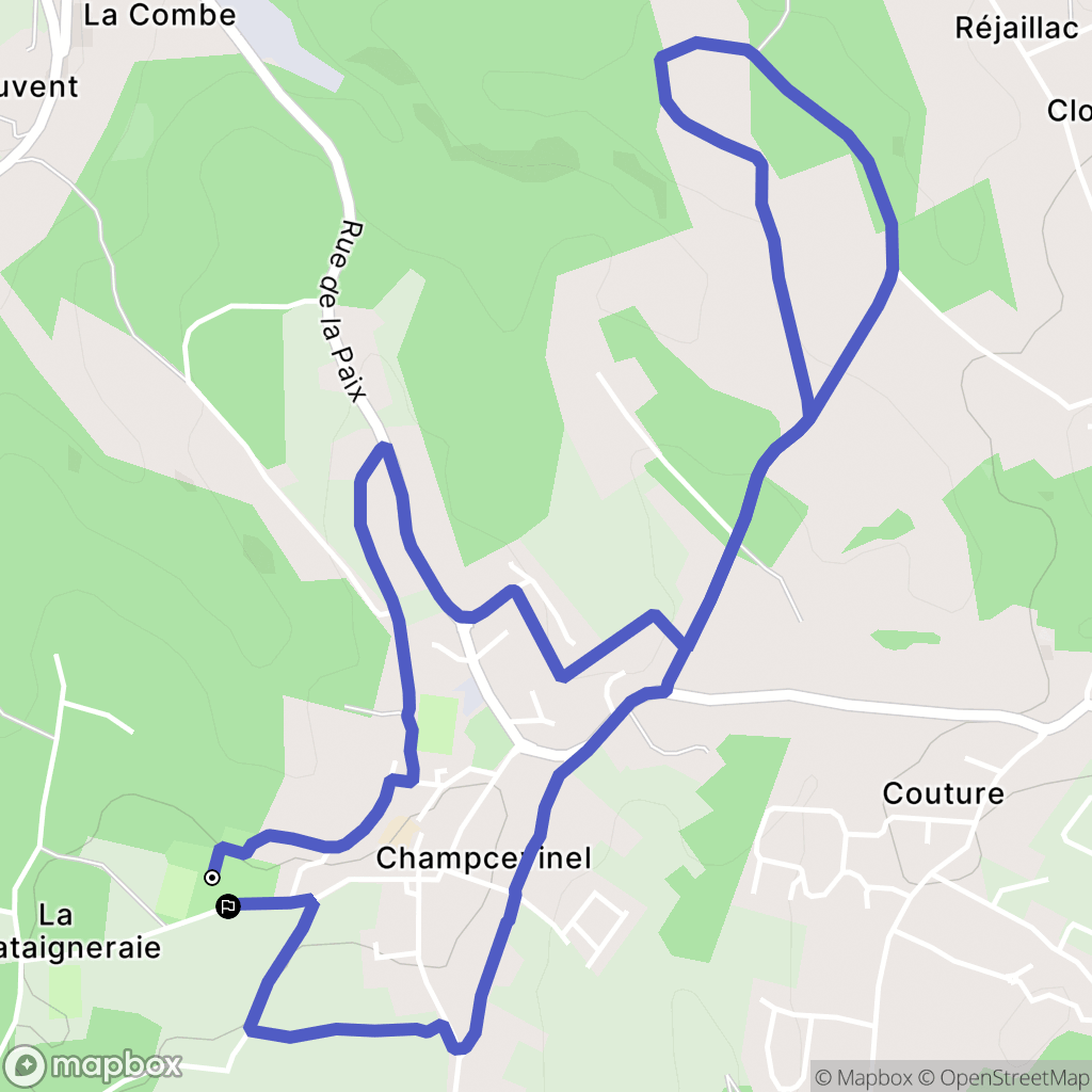 Champcevinel : carte du parcours de randonnée - France