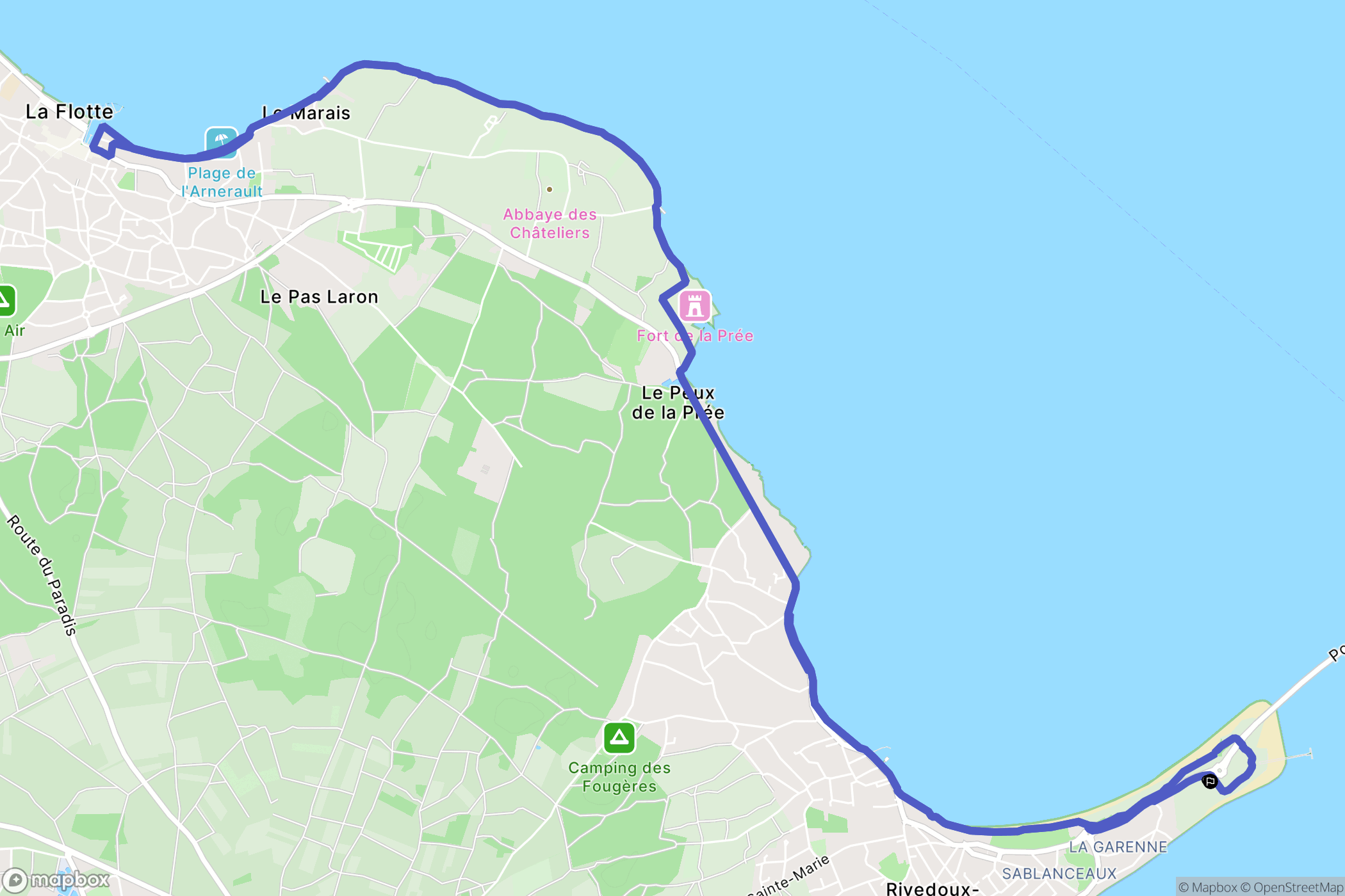 Rivedoux-Plage : carte du parcours de randonnée - France