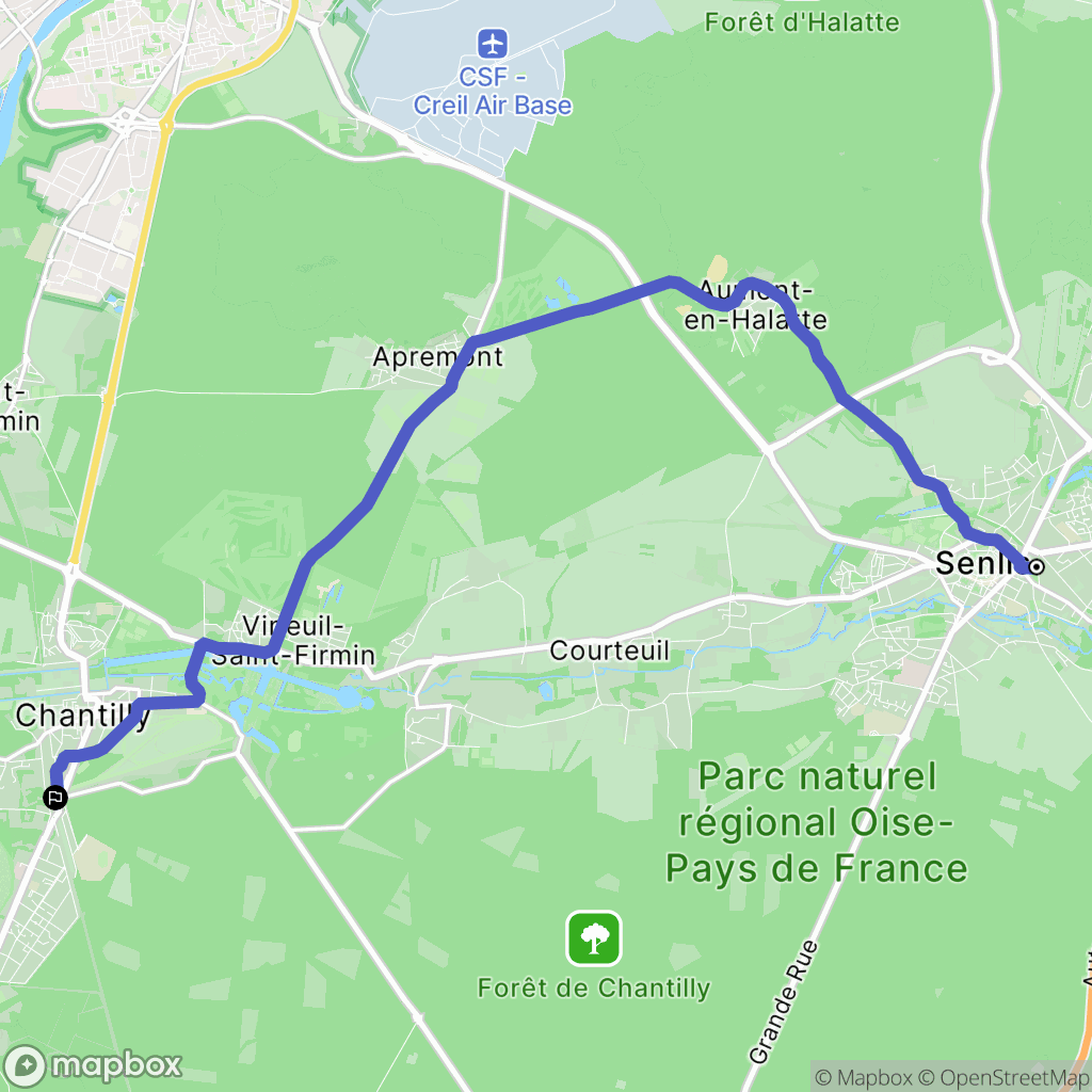 Senlis : carte du parcours de randonnée - France