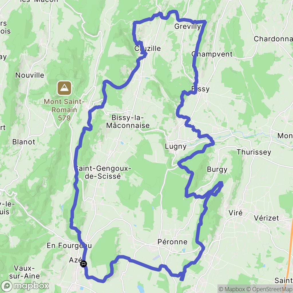 Azé : carte du parcours de randonnée - France