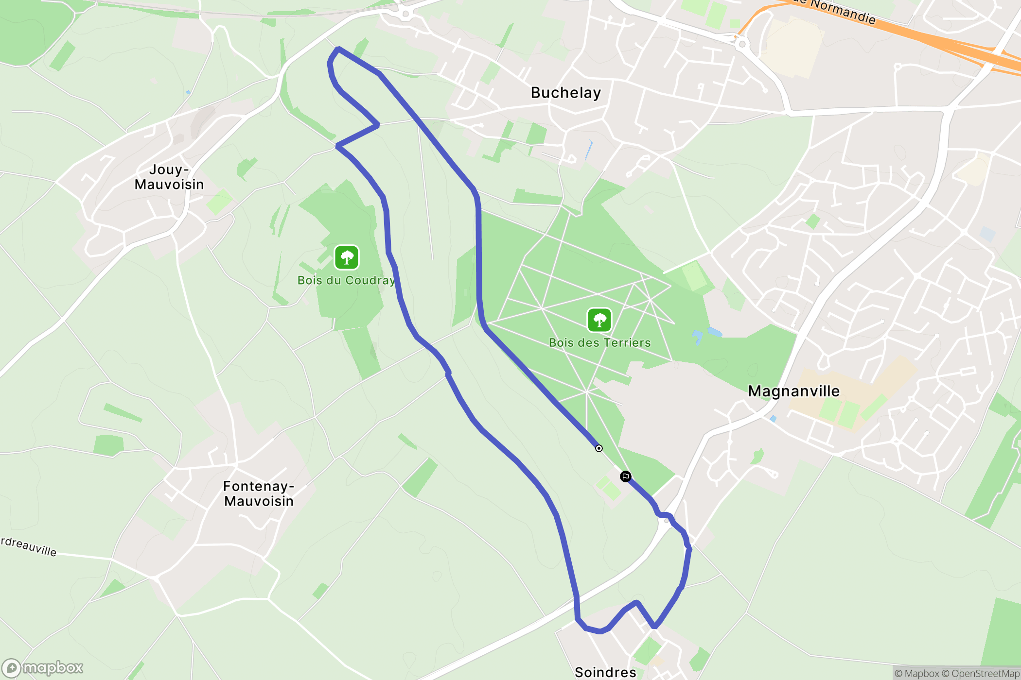 Magnanville : carte du parcours de randonnée - France