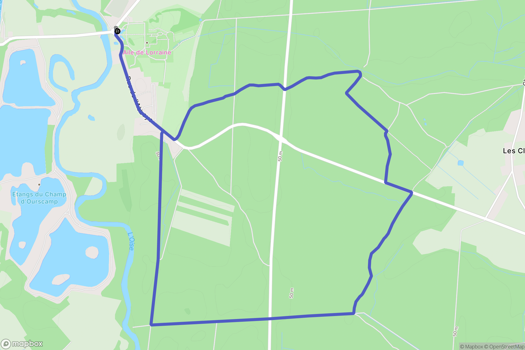 Chiry-Ourscamp : carte du parcours de randonnée - France