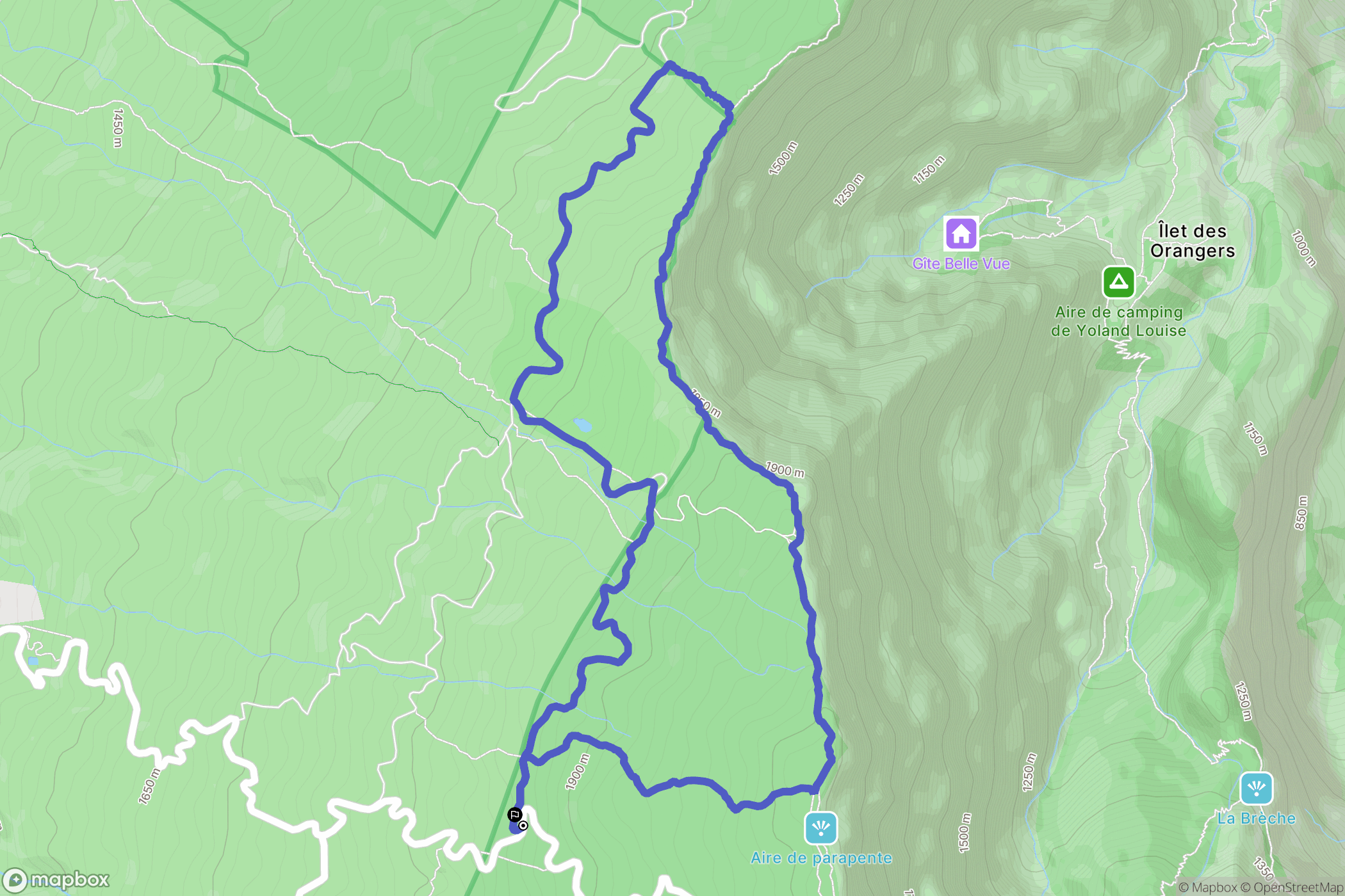 Saint-Paul : carte du parcours de randonnée - France