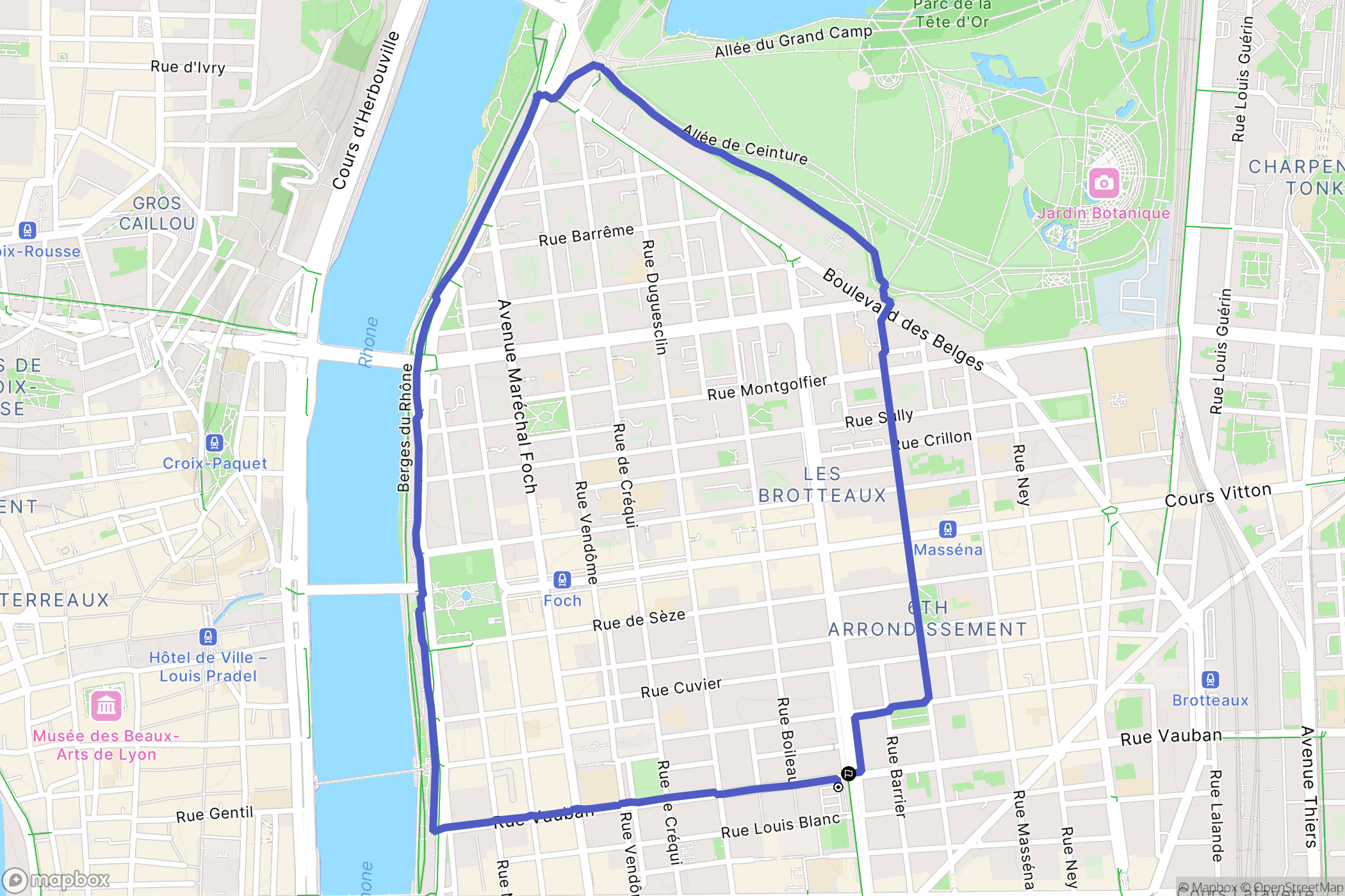 Lyon : carte du parcours de randonnée - France