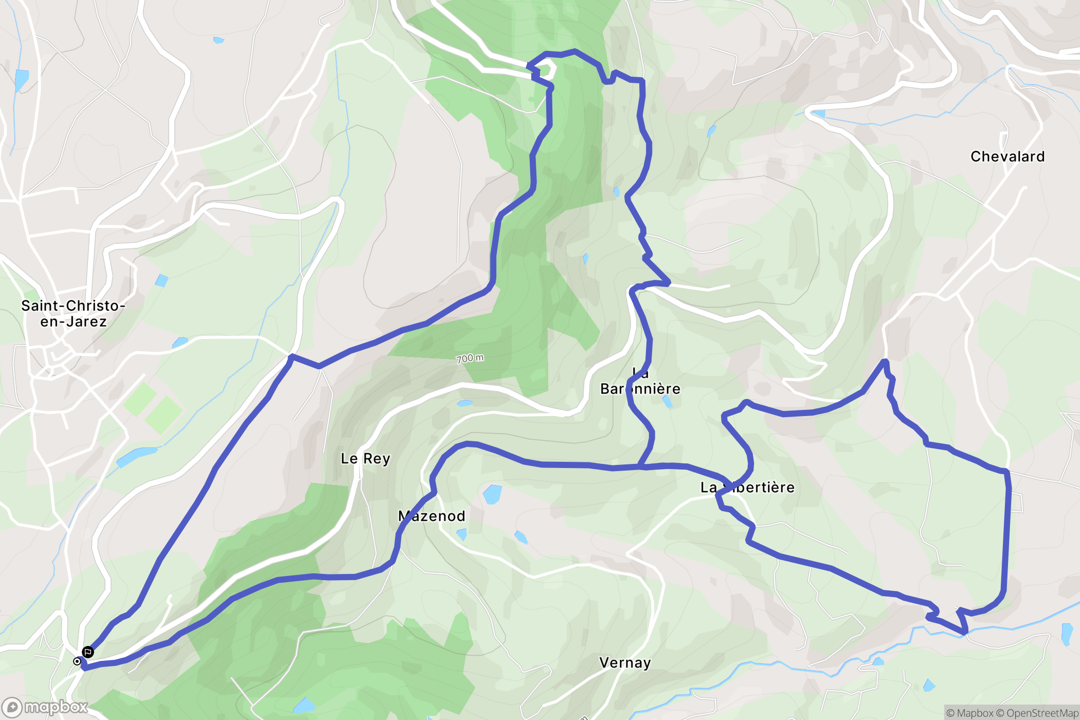 Saint-Christo-en-Jarez : carte du parcours de randonnée - France