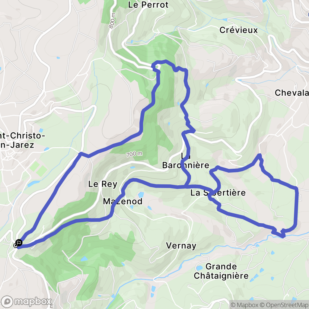 Saint-Christo-en-Jarez : carte du parcours de randonnée - France