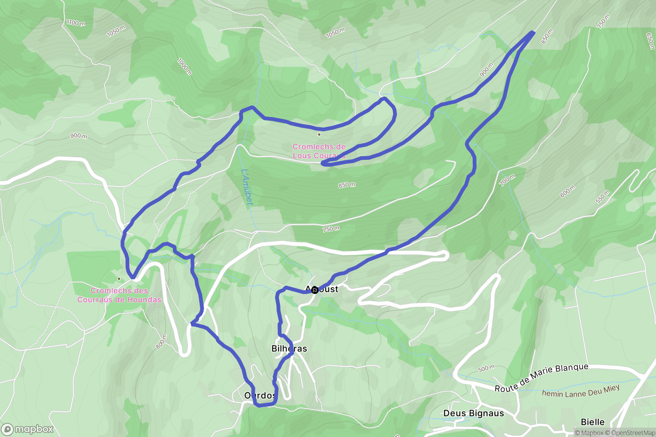 Bilhères : carte du parcours de randonnée - France