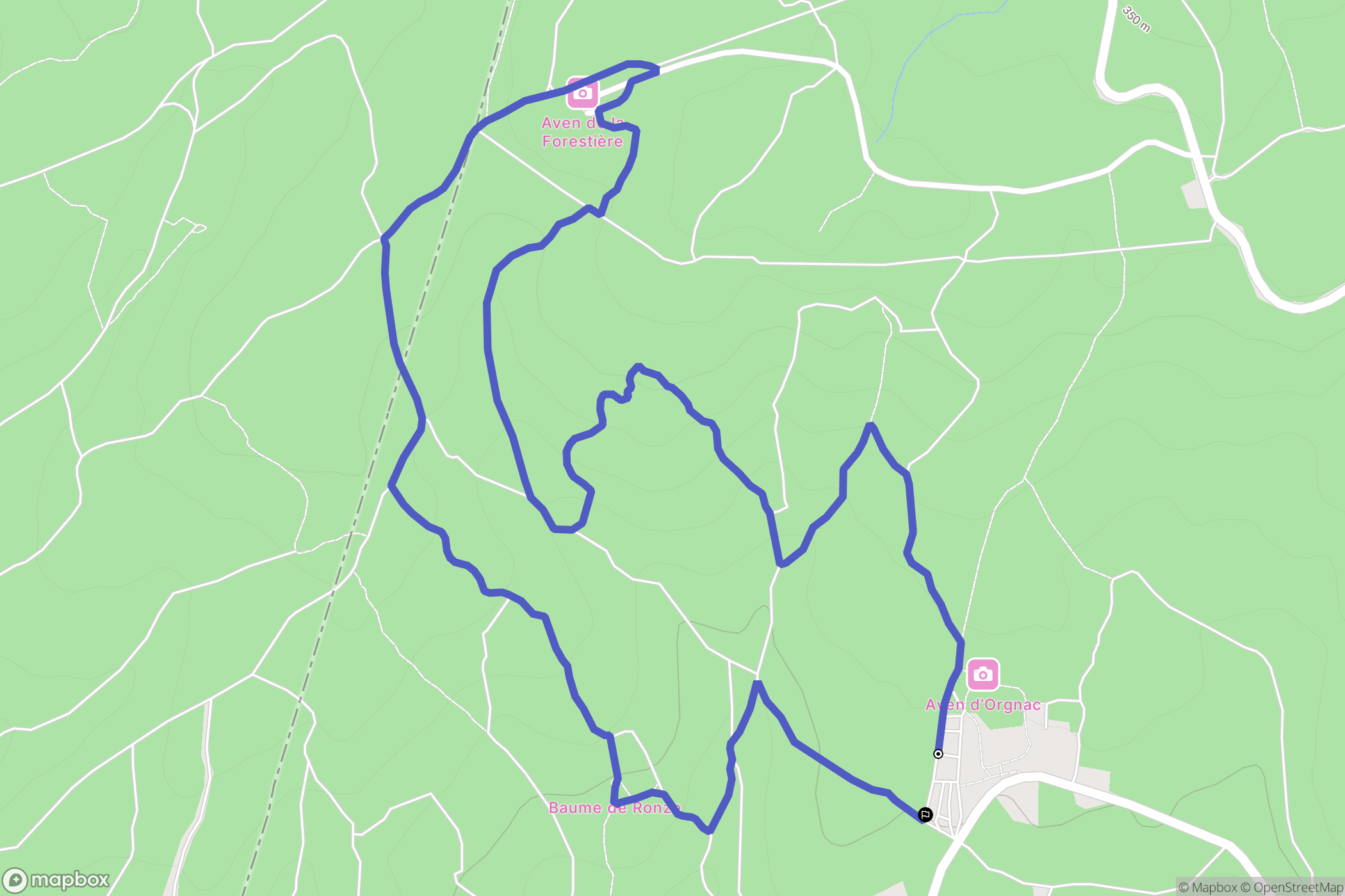 Orgnac-l'Aven : carte du parcours de randonnée - France