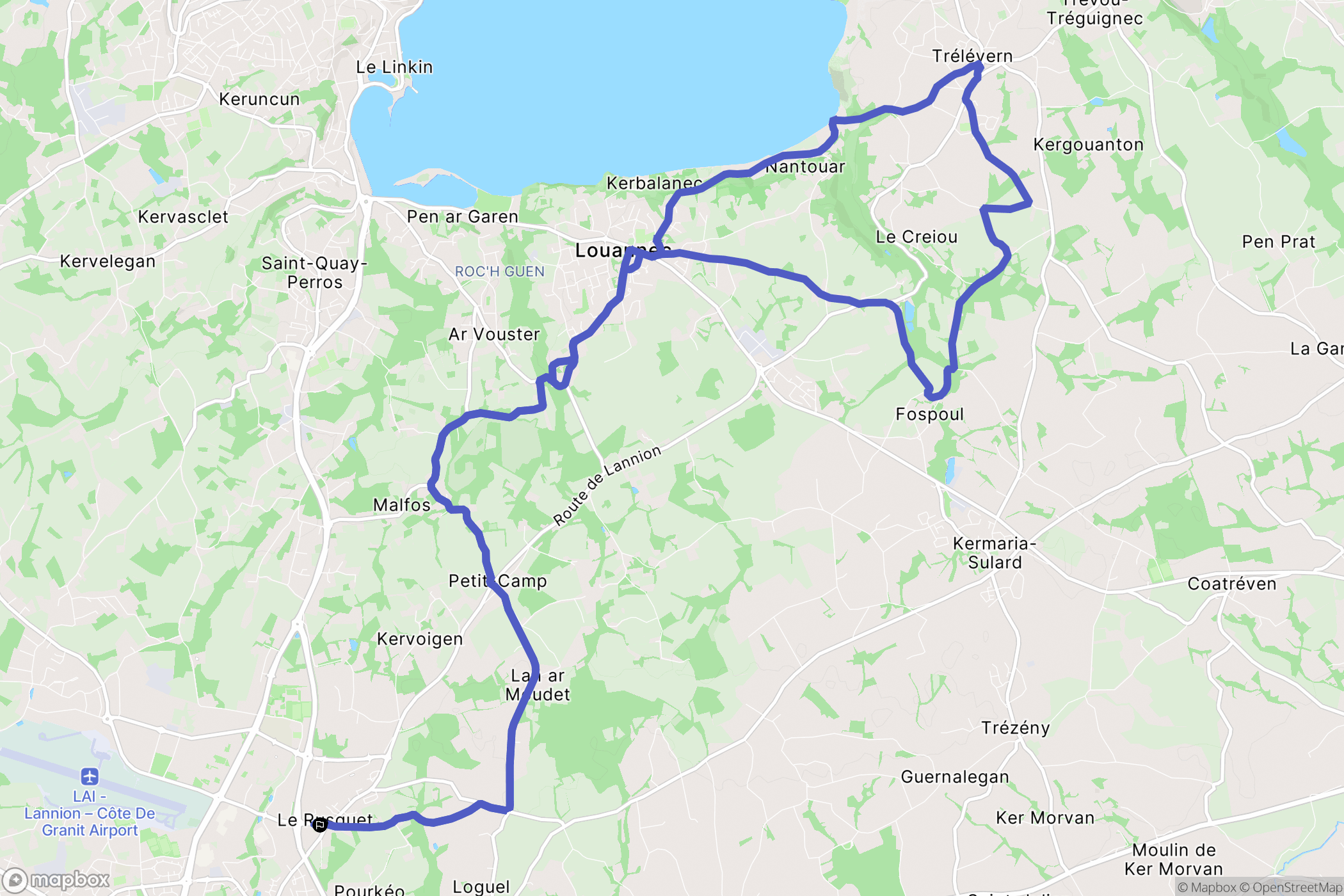 Lannion : carte du parcours de randonnée - France