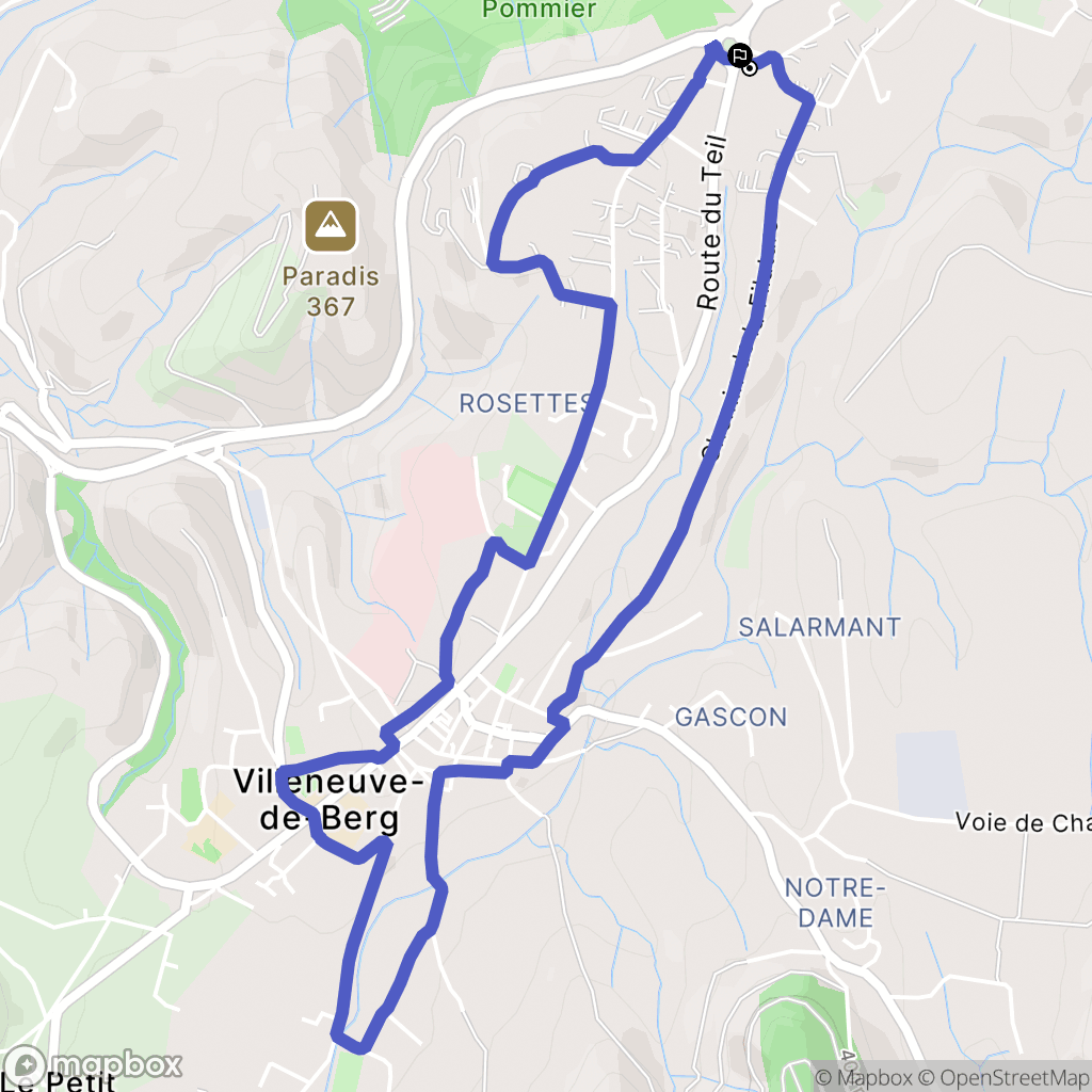 Villeneuve-de-Berg : carte du parcours de randonnée - France