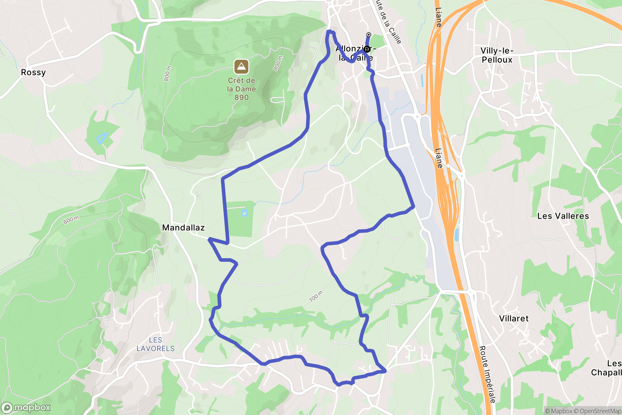 Allonzier-la-Caille : carte du parcours de randonnée - France