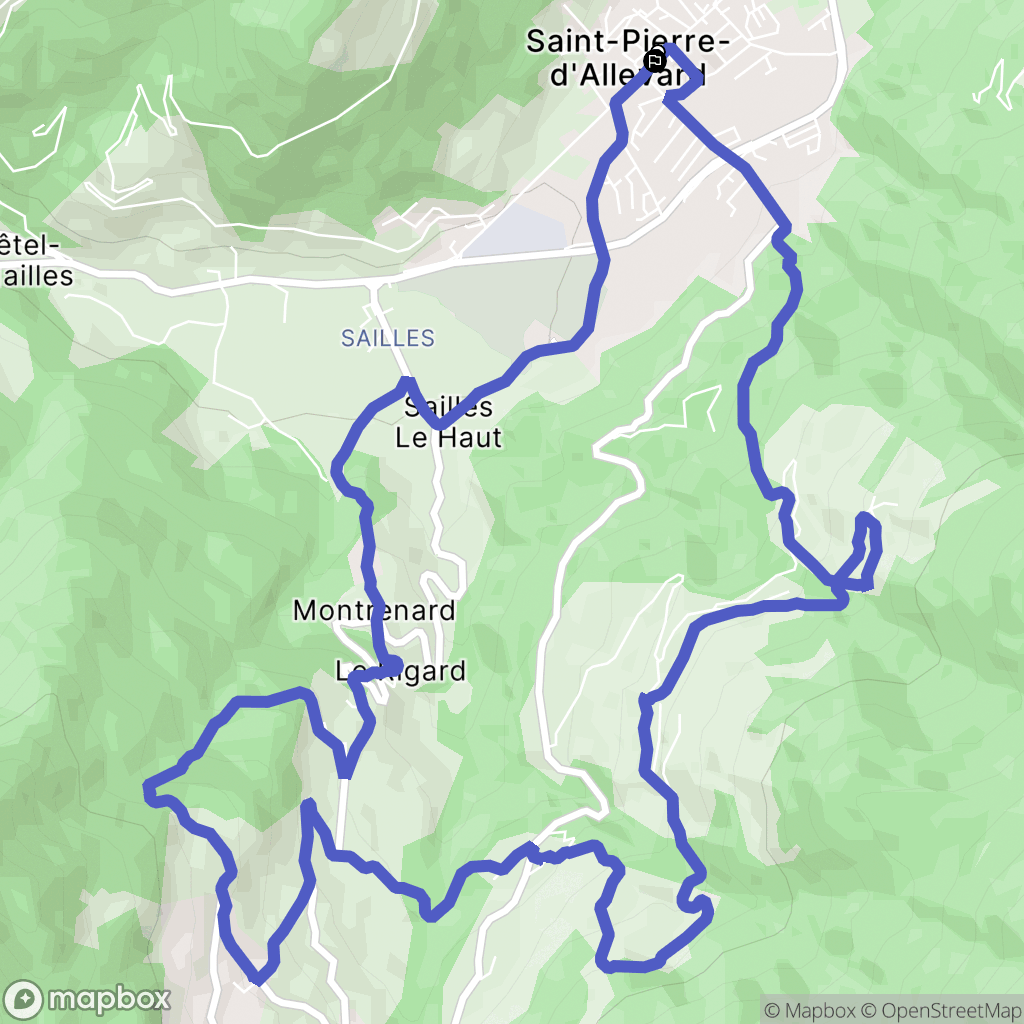 Crêts en Belledonne : carte du parcours de randonnée - France