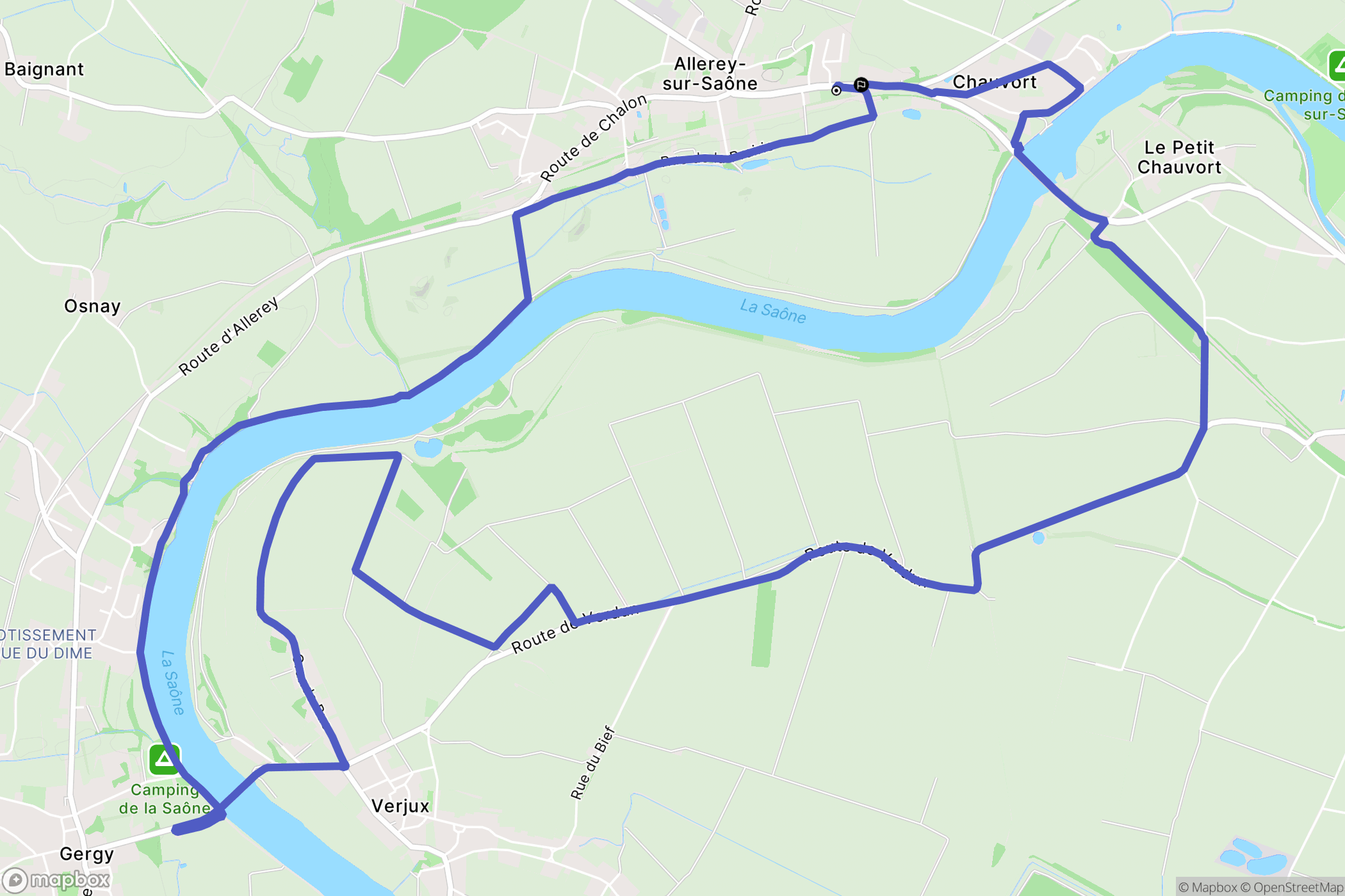 Allerey-sur-Saône : carte du parcours de randonnée - France