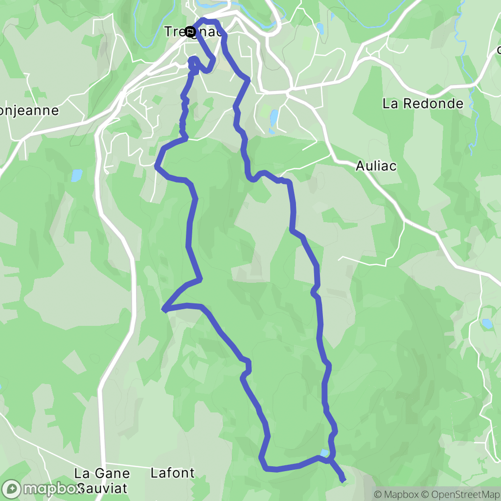 Treignac : carte du parcours de randonnée - France