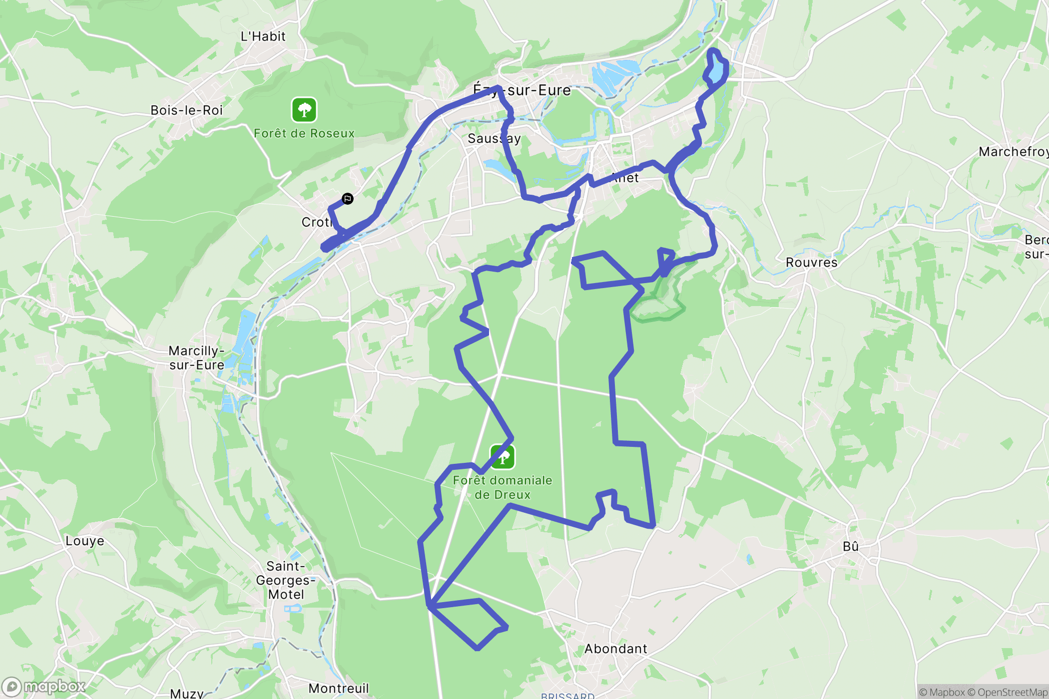 Croth : carte du parcours de randonnée - France