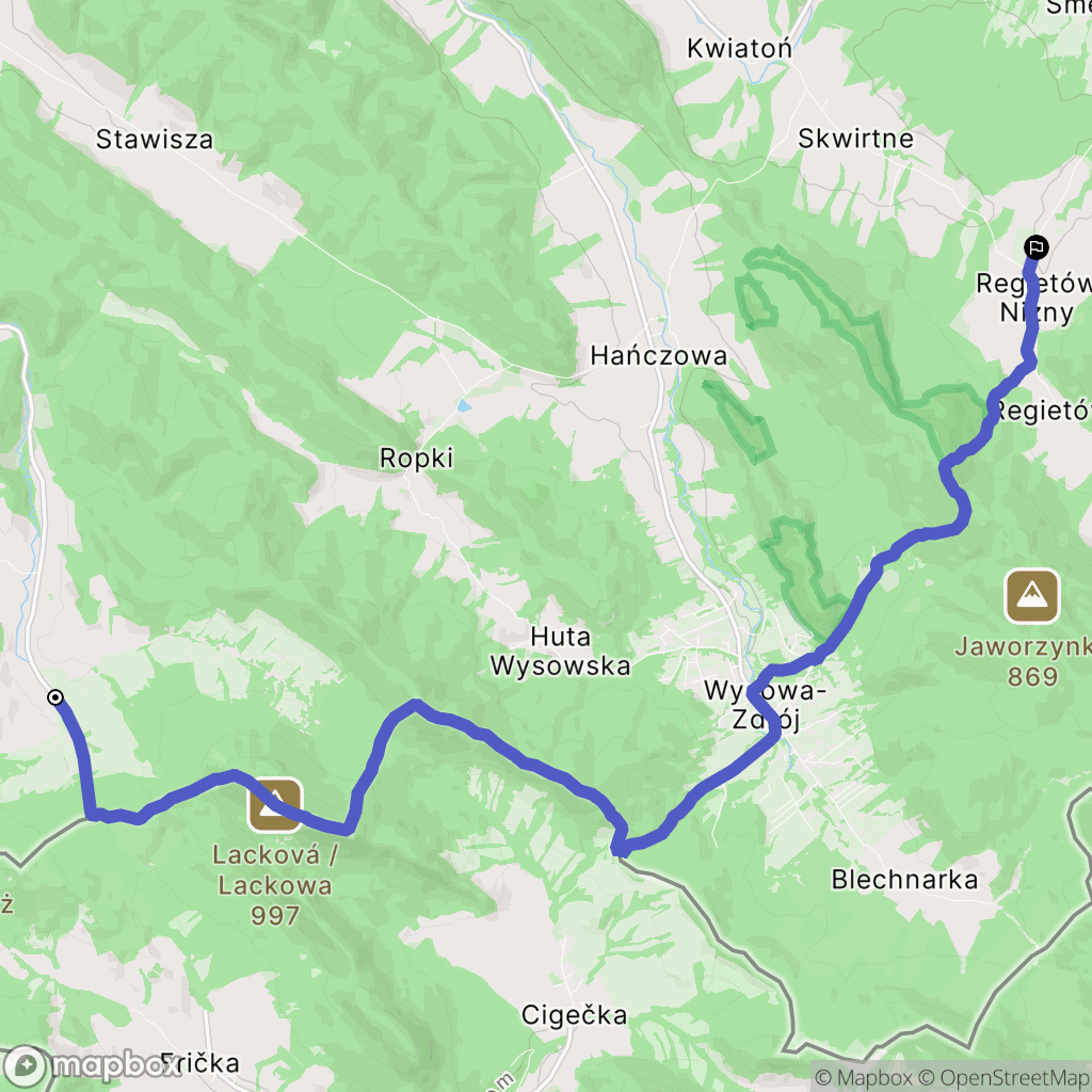 Izby: mapa trasy - Poland