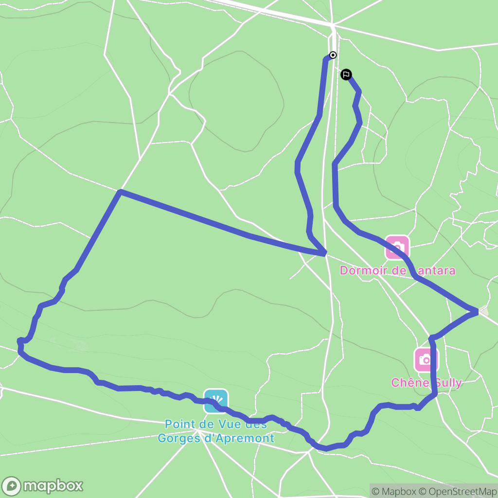 Fontainebleau : carte du parcours de randonnée - France