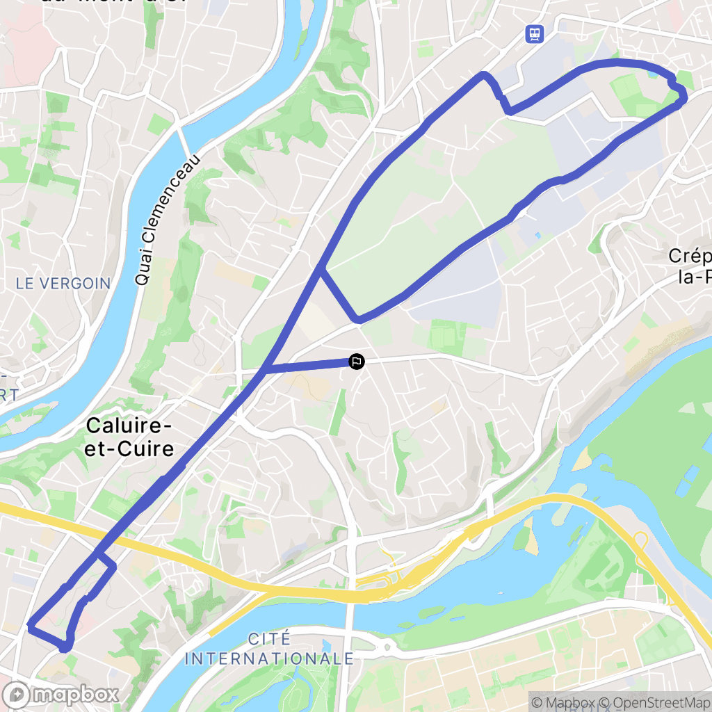 Caluire-et-Cuire : carte du parcours de randonnée - France