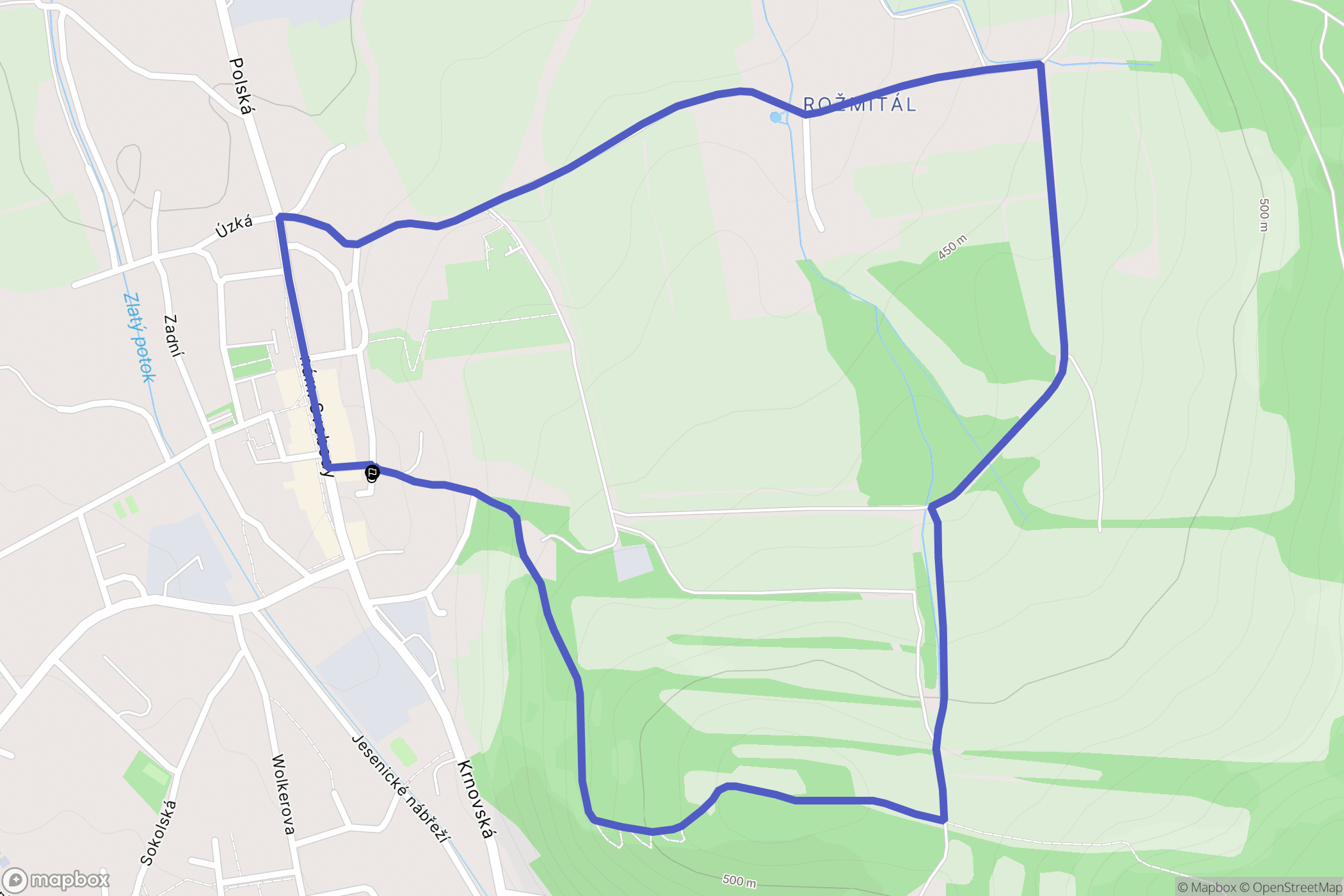 Zlaté Hory: mapa trasy - Czechia