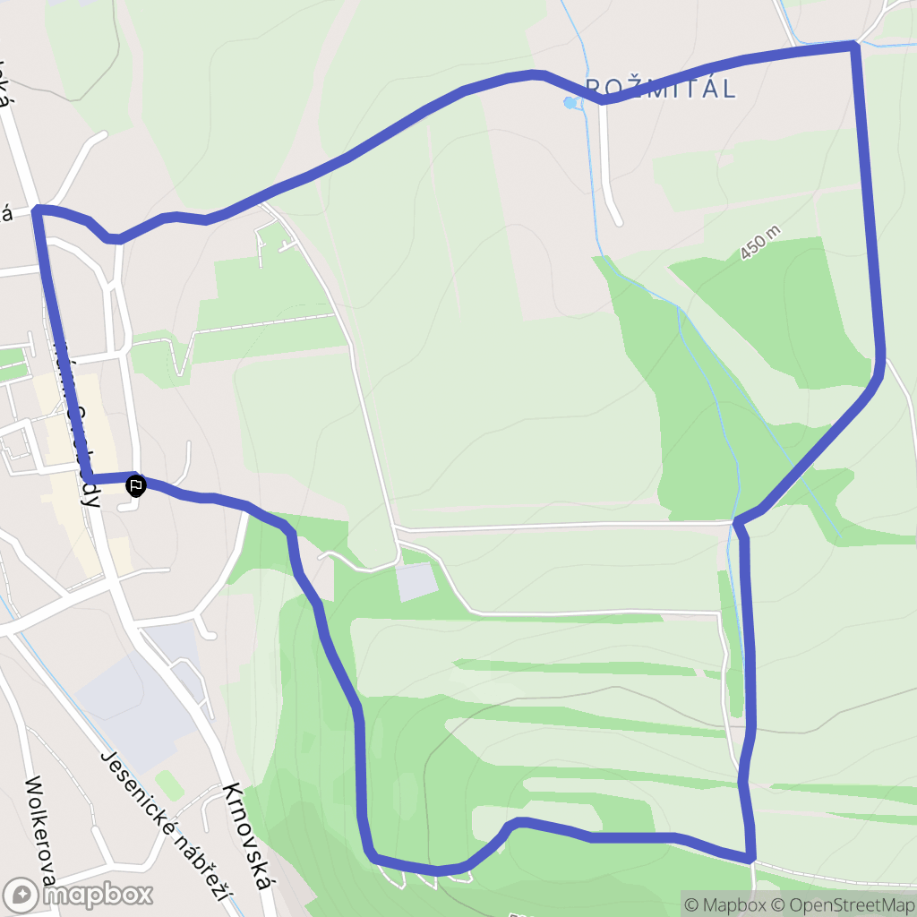 Zlaté Hory: mapa trasy - Czechia