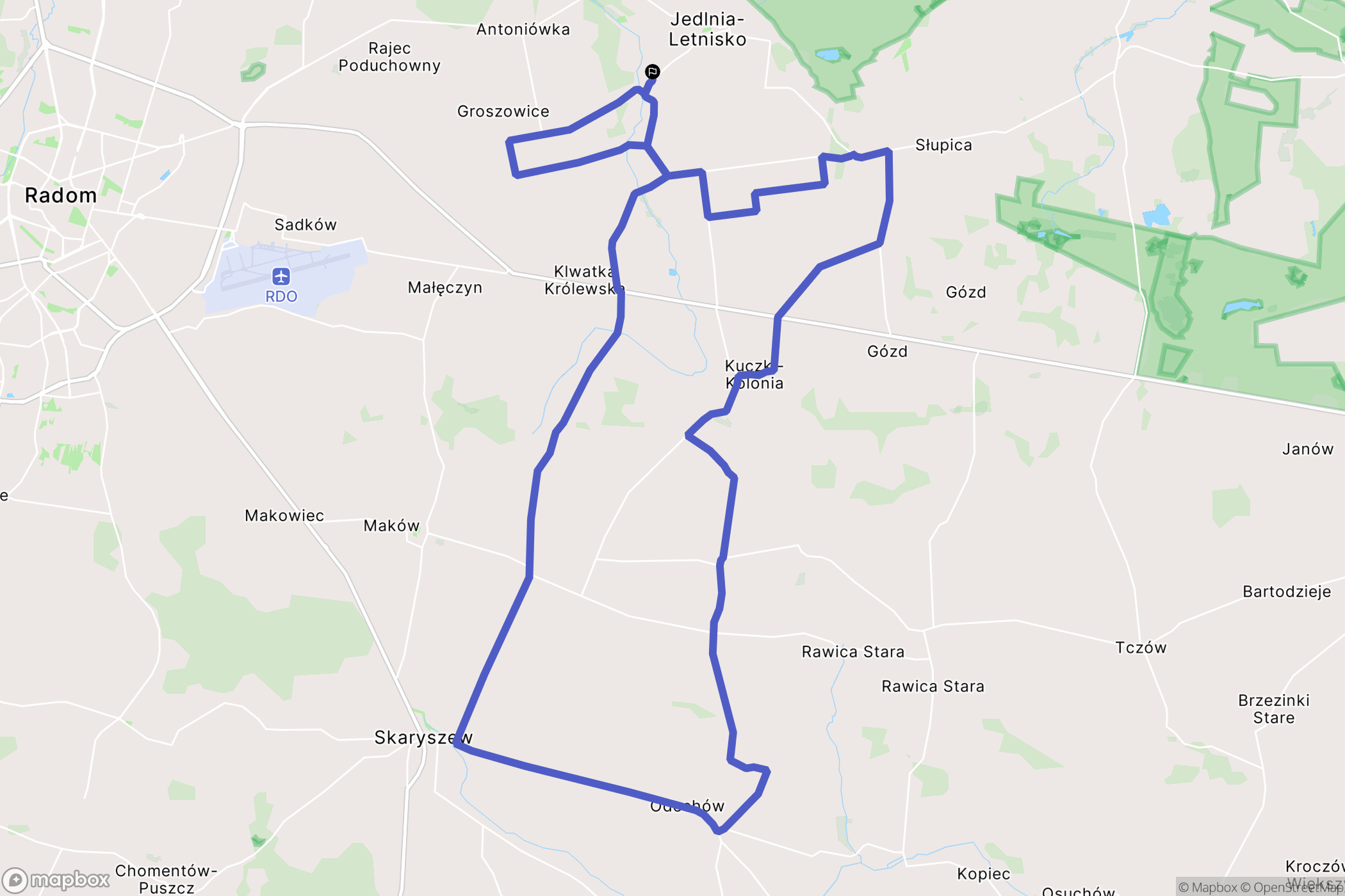 Jedlnia-Letnisko: mapa trasy - Poland