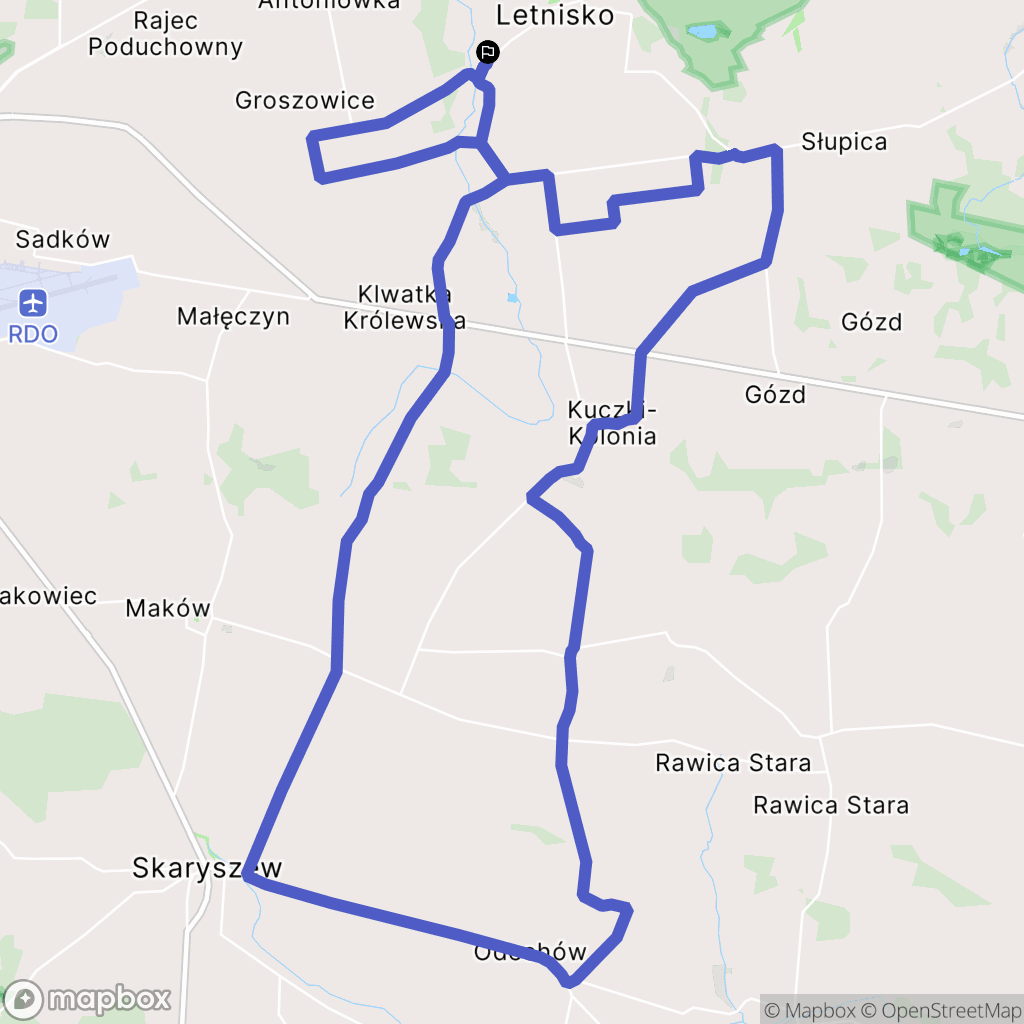 Jedlnia-Letnisko: mapa trasy - Poland
