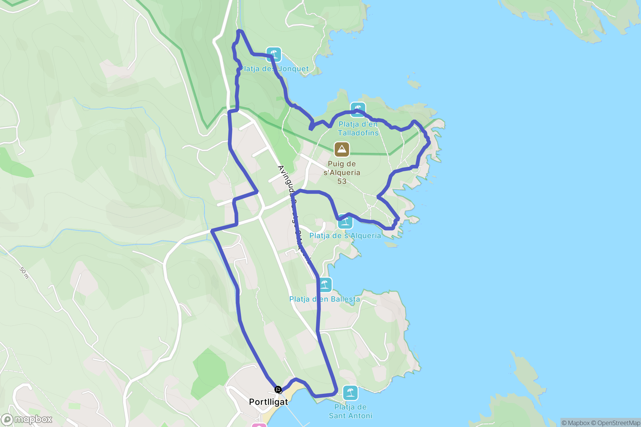 Port Lligat : carte du parcours de randonnée - Spain