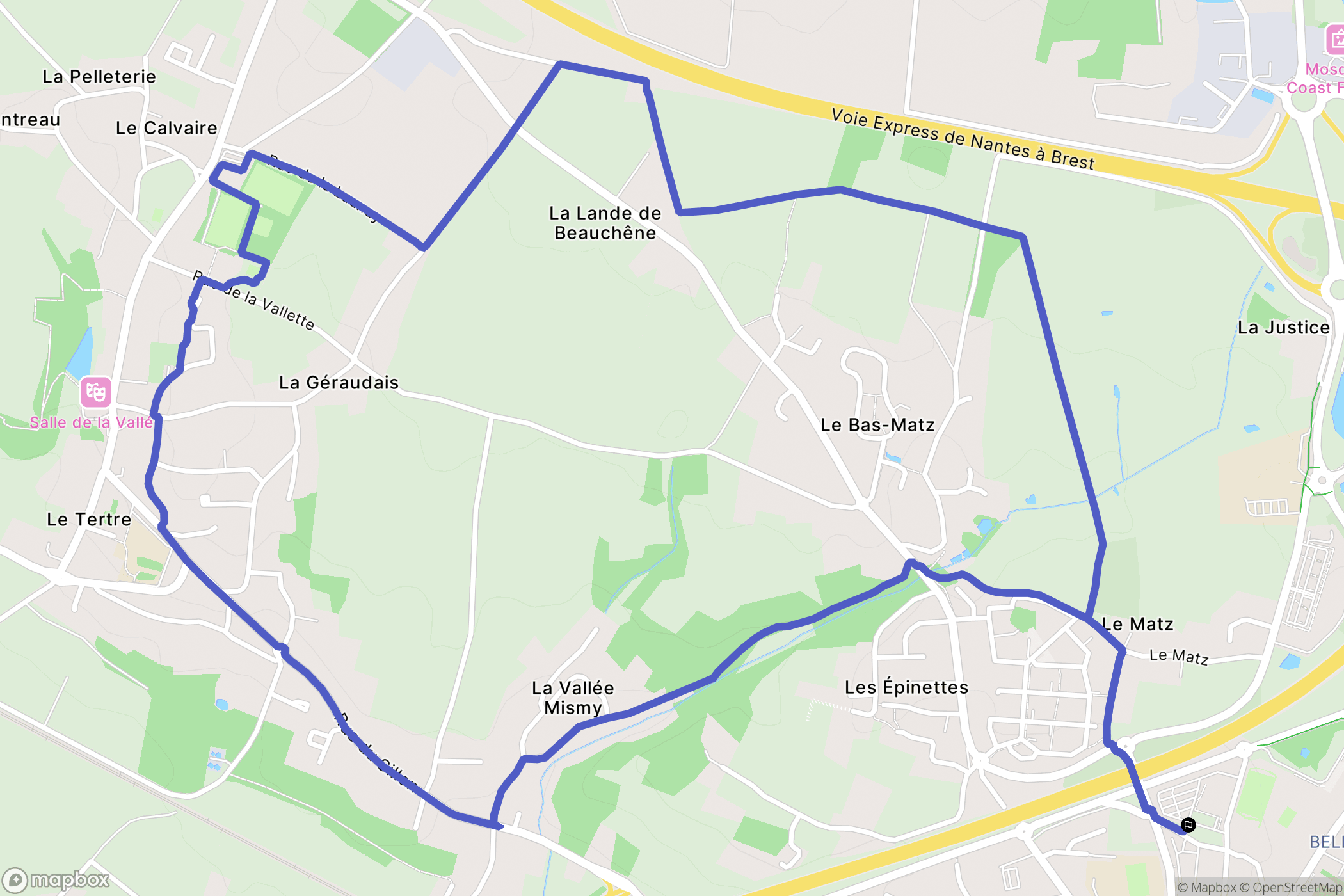 Savenay : carte du parcours de randonnée - France