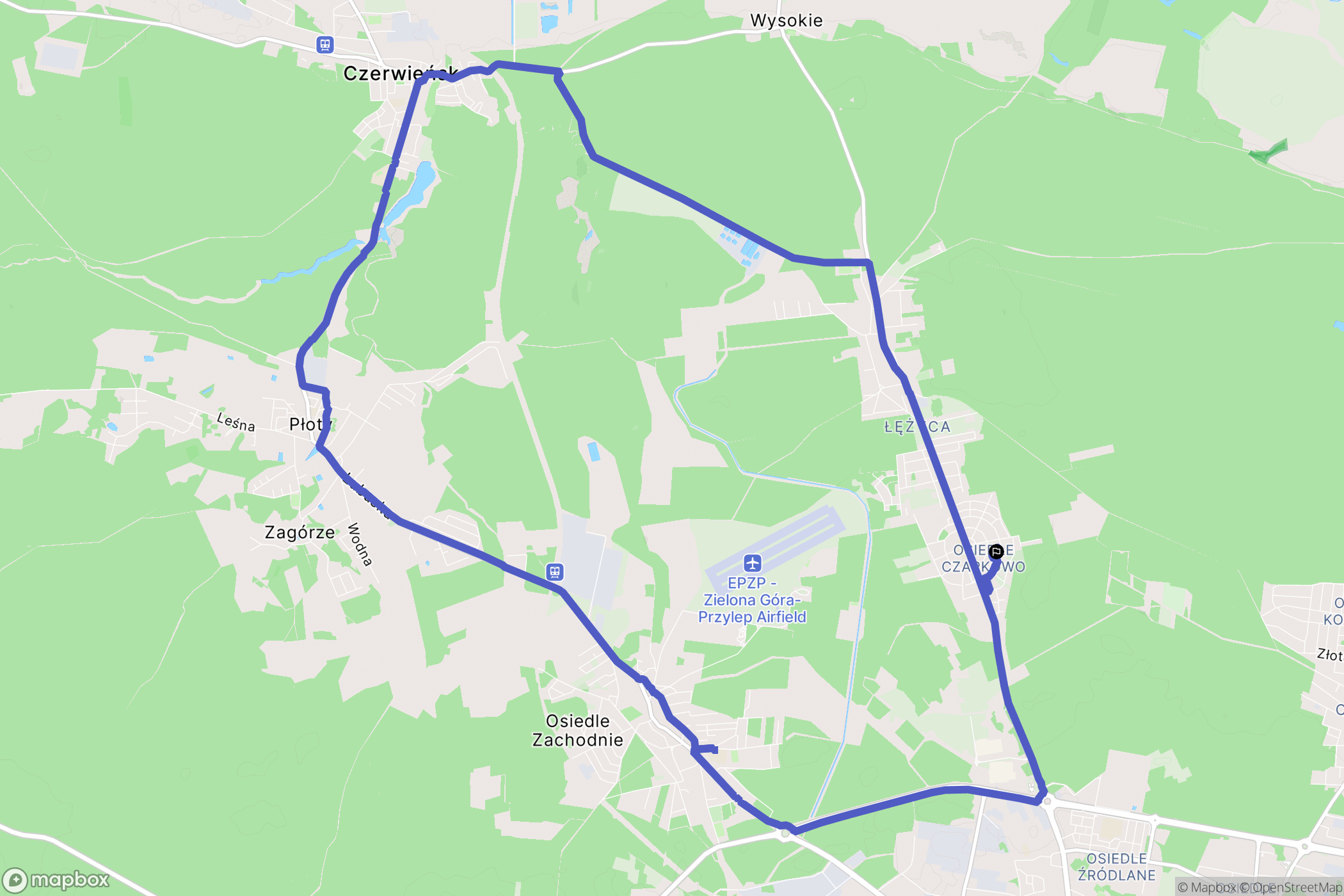 Zielona Góra: mapa trasy - Poland