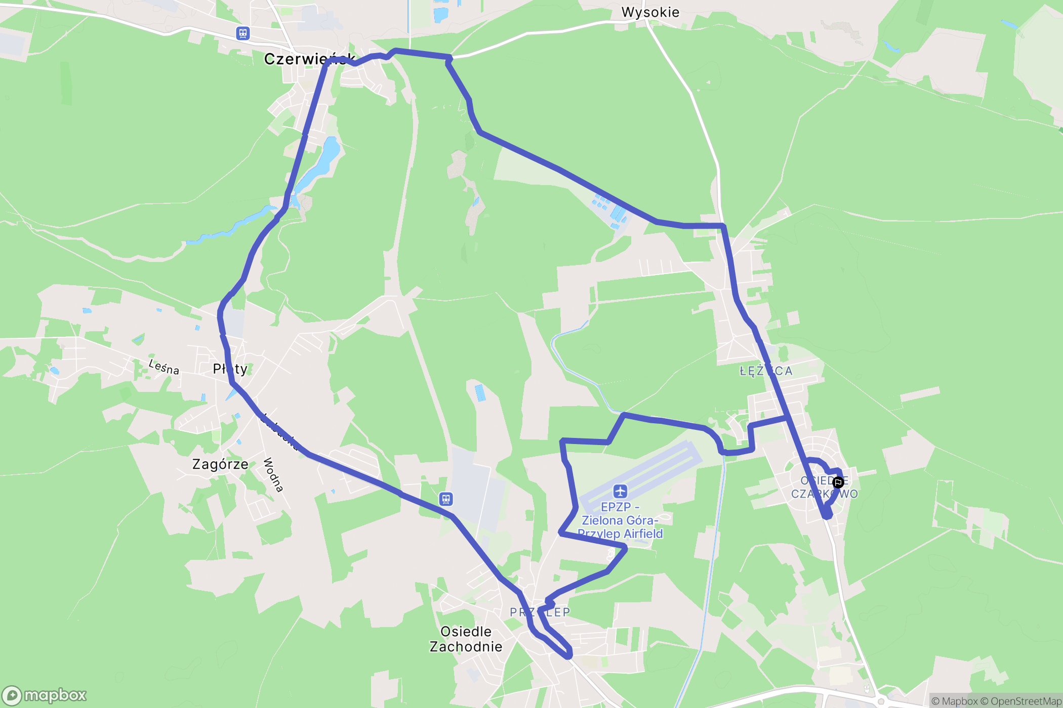 Zielona Góra: mapa trasy - Poland