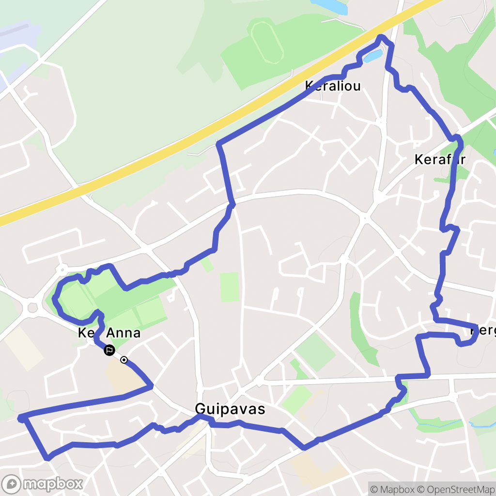 Guipavas : carte du parcours de randonnée - France