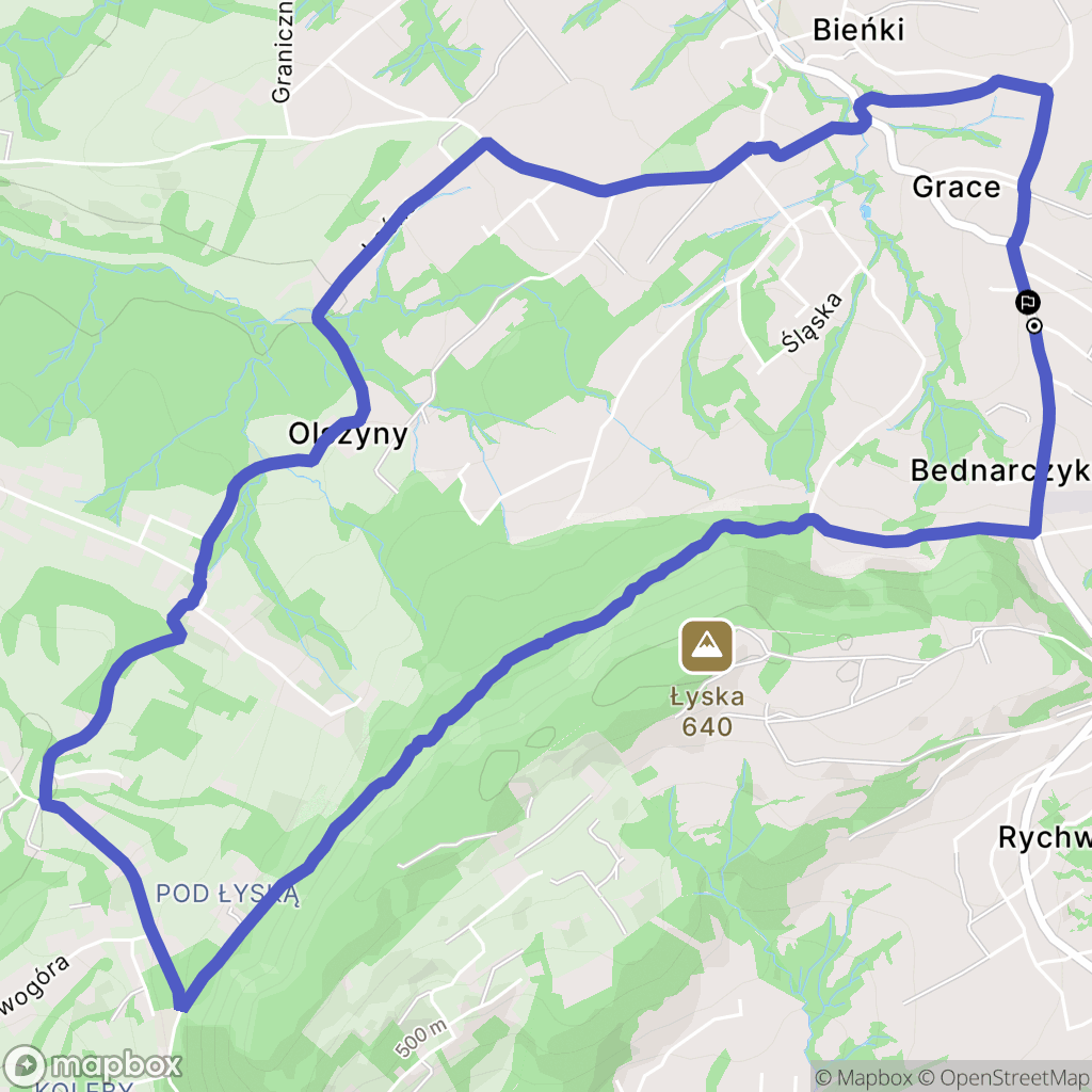 Rychwałd: mapa trasy - Poland