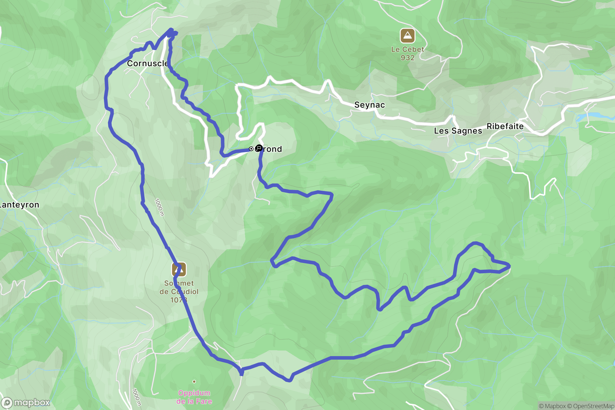 Mariac : carte du parcours de randonnée - France