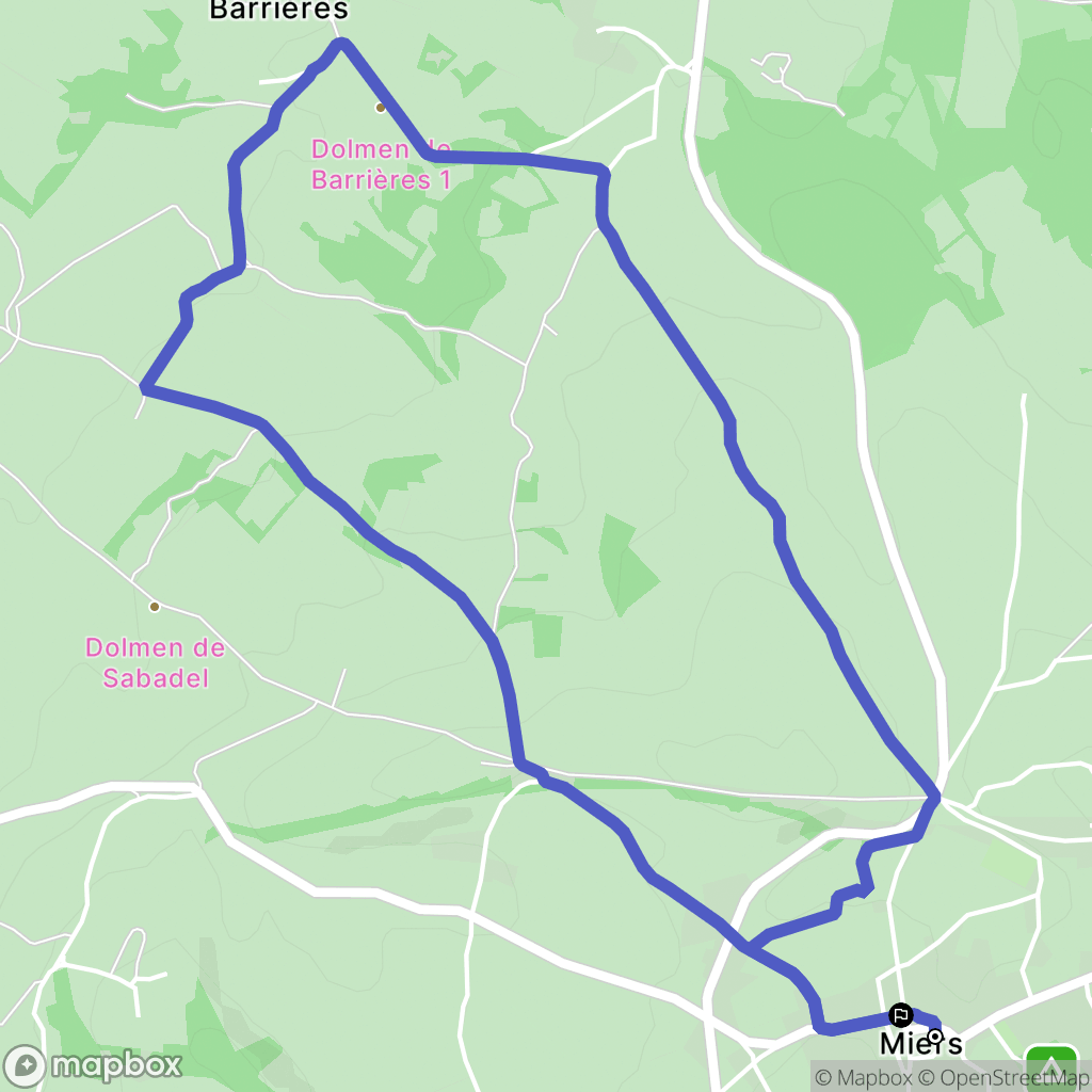 Miers : carte du parcours de randonnée - France