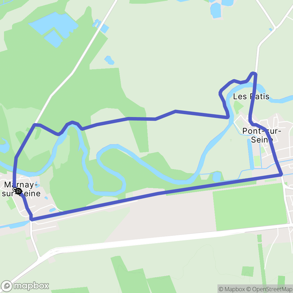 Marnay-sur-Seine : carte du parcours de randonnée - France