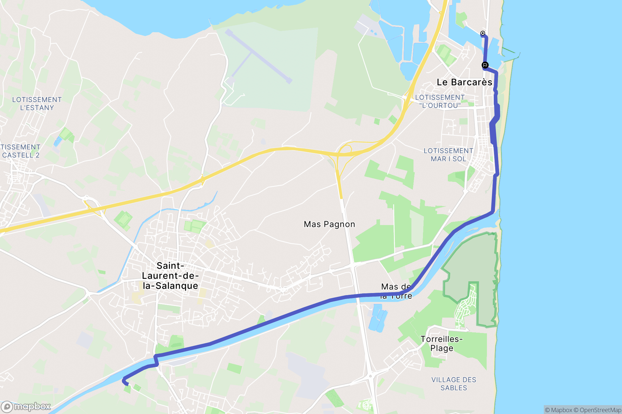 Le Barcarès : carte du parcours de randonnée - France