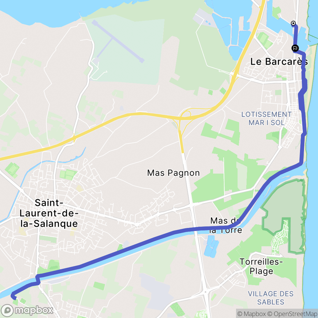 Le Barcarès : carte du parcours de randonnée - France