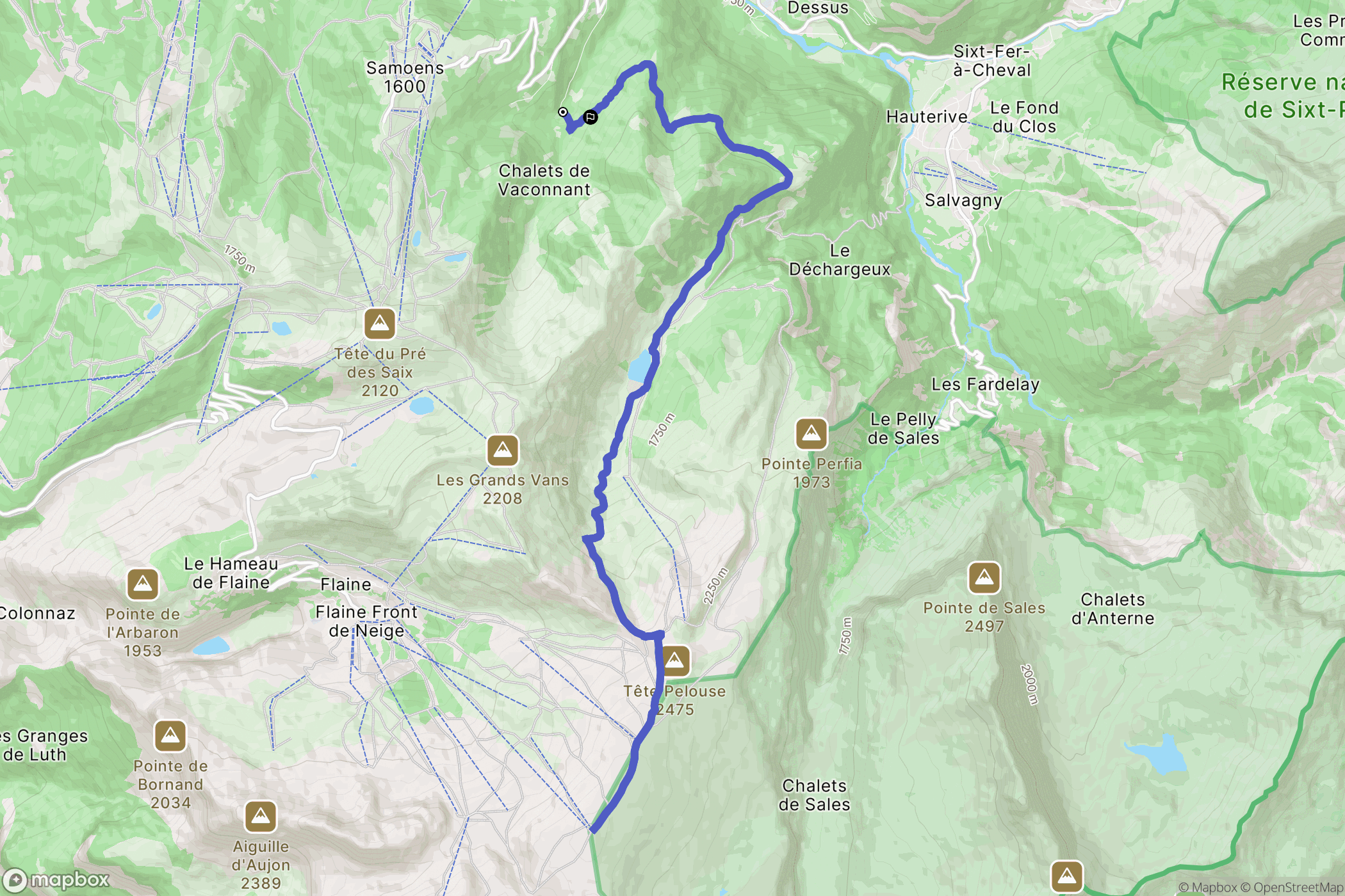 Samoëns : carte du parcours de randonnée - France